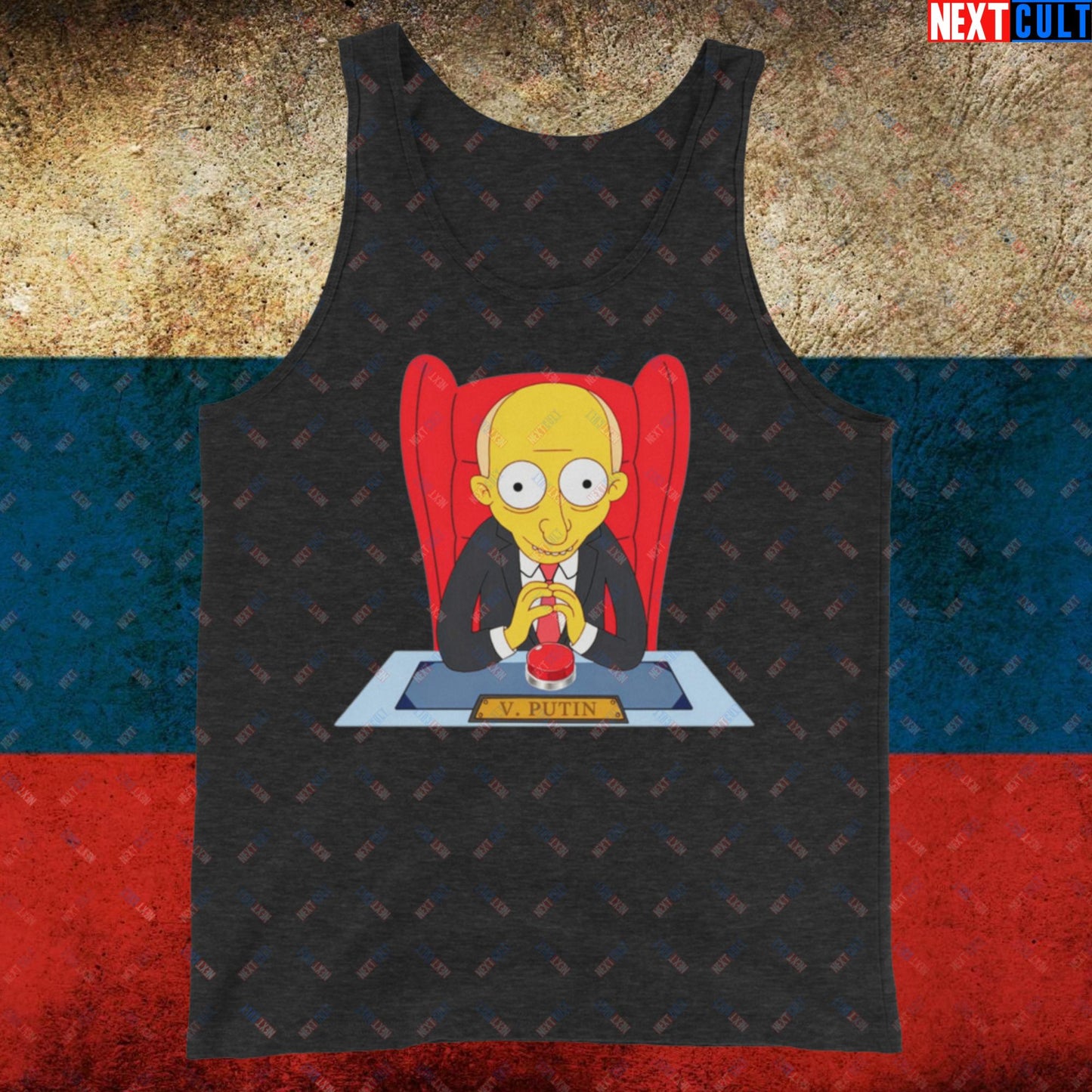 Anti Vladimir Putin Funny Mr. Burns Simpsons Tank Top Charcoal-Black Triblend Tank Tops Politics Vladimir Putin Next Cult Brand