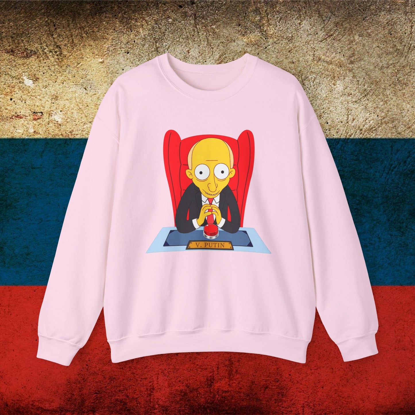 Anti Vladimir Putin Funny Mr. Burns Simpsons Unisex Heavy Blend Crewneck Sweatshirt Light Pink Sweatshirts Politics Vladimir Putin Printify