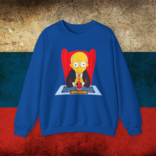 Anti Vladimir Putin Funny Mr. Burns Simpsons Unisex Heavy Blend Crewneck Sweatshirt Royal Sweatshirts Politics Vladimir Putin Printify