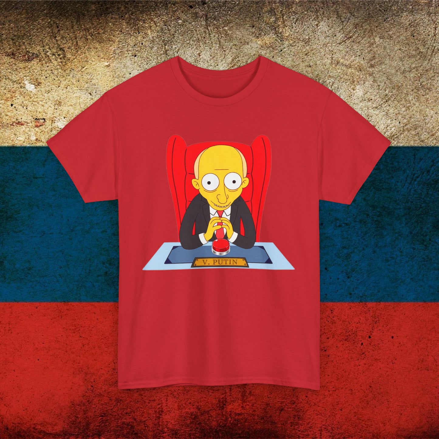 Anti Vladimir Putin Funny Mr. Burns Simpsons Unisex Heavy Cotton Tee Red T-shirts Politics Vladimir Putin Printify
