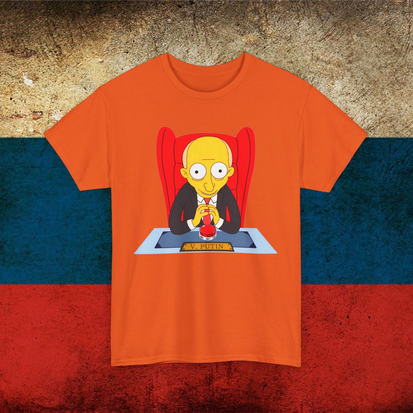 Anti Vladimir Putin Funny Mr. Burns Simpsons Unisex Heavy Cotton Tee Orange T-shirts Politics Vladimir Putin Printify