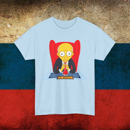 Anti Vladimir Putin Funny Mr. Burns Simpsons Unisex Heavy Cotton Tee Light Blue T-shirts Politics Vladimir Putin Printify
