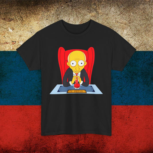 Anti Vladimir Putin Funny Mr. Burns Simpsons Unisex Heavy Cotton Tee Black T-shirts Politics Vladimir Putin Printify