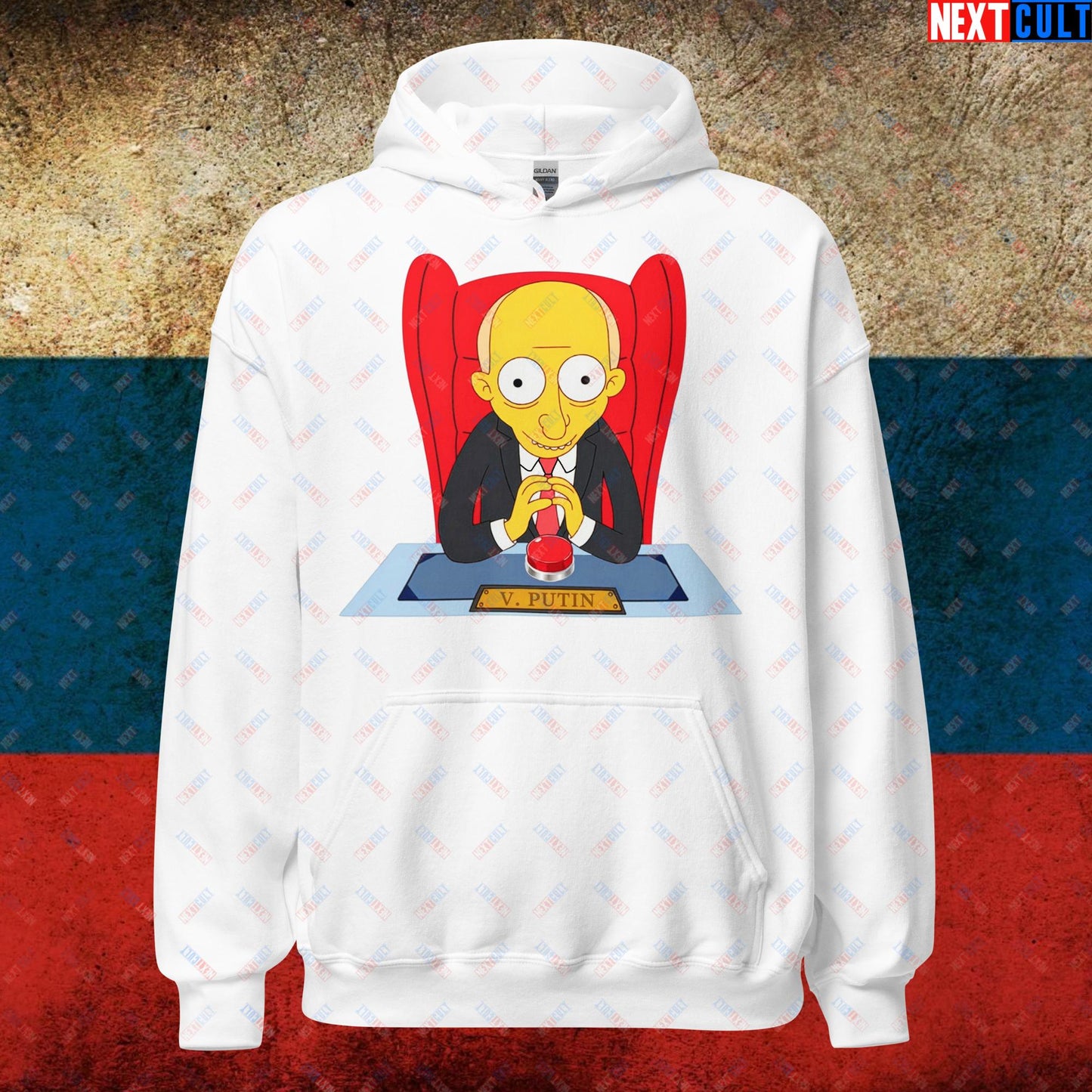 Anti Vladimir Putin Funny Mr. Burns Simpsons Unisex Hoodie White Hoodies Politics Vladimir Putin Next Cult Brand