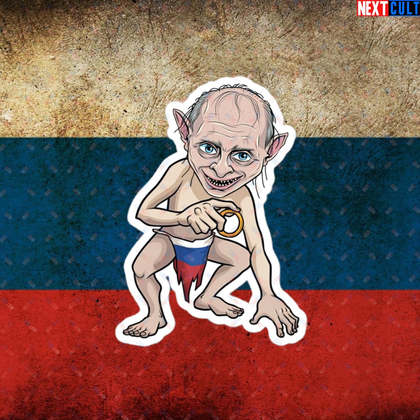 Anti Vladimir Putin Gollum Funny Bubble-free stickers 4″×4″ Stickers Politics Vladimir Putin Next Cult Brand