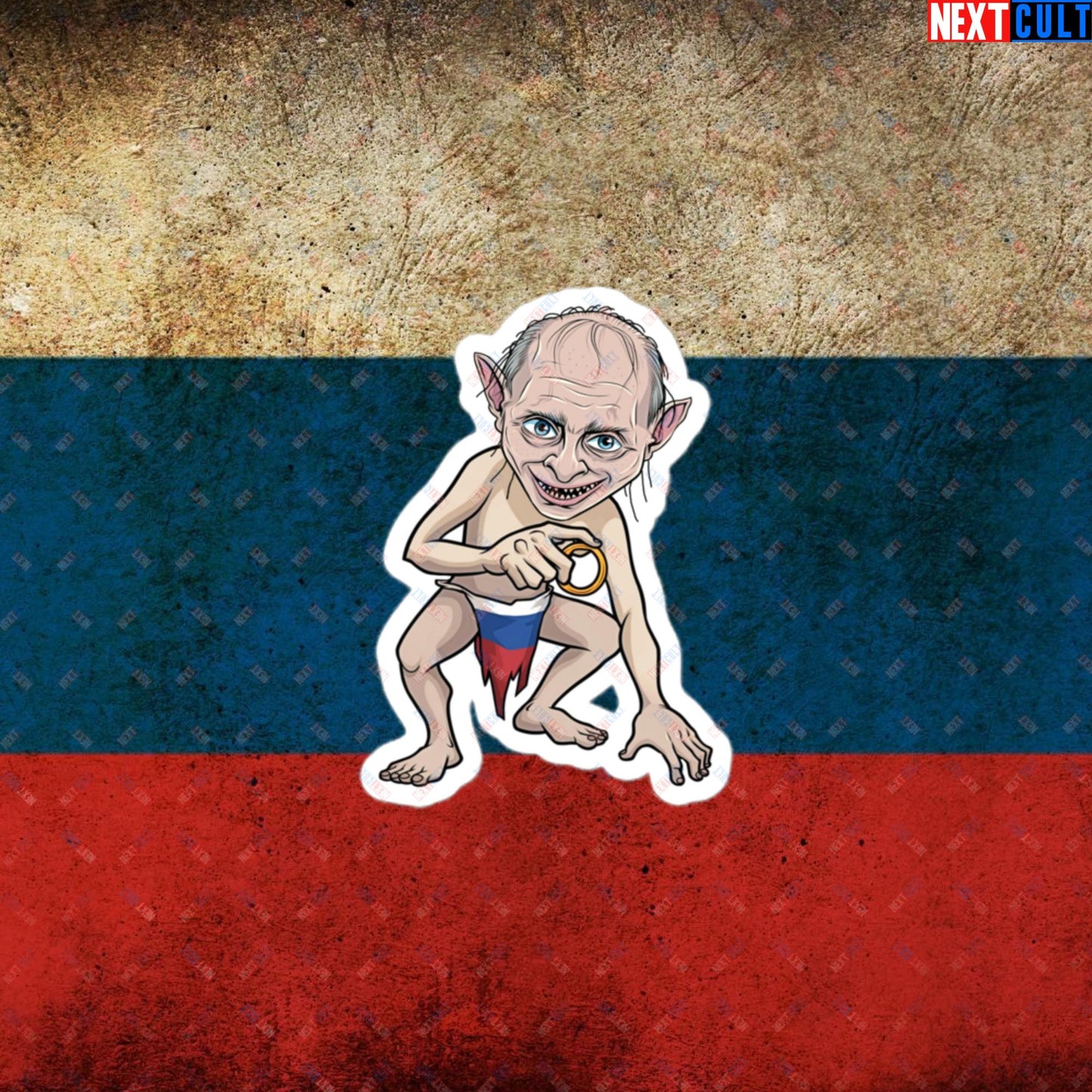 Anti Vladimir Putin Gollum Funny Bubble-free stickers 3″×3″ Stickers Politics Vladimir Putin Next Cult Brand