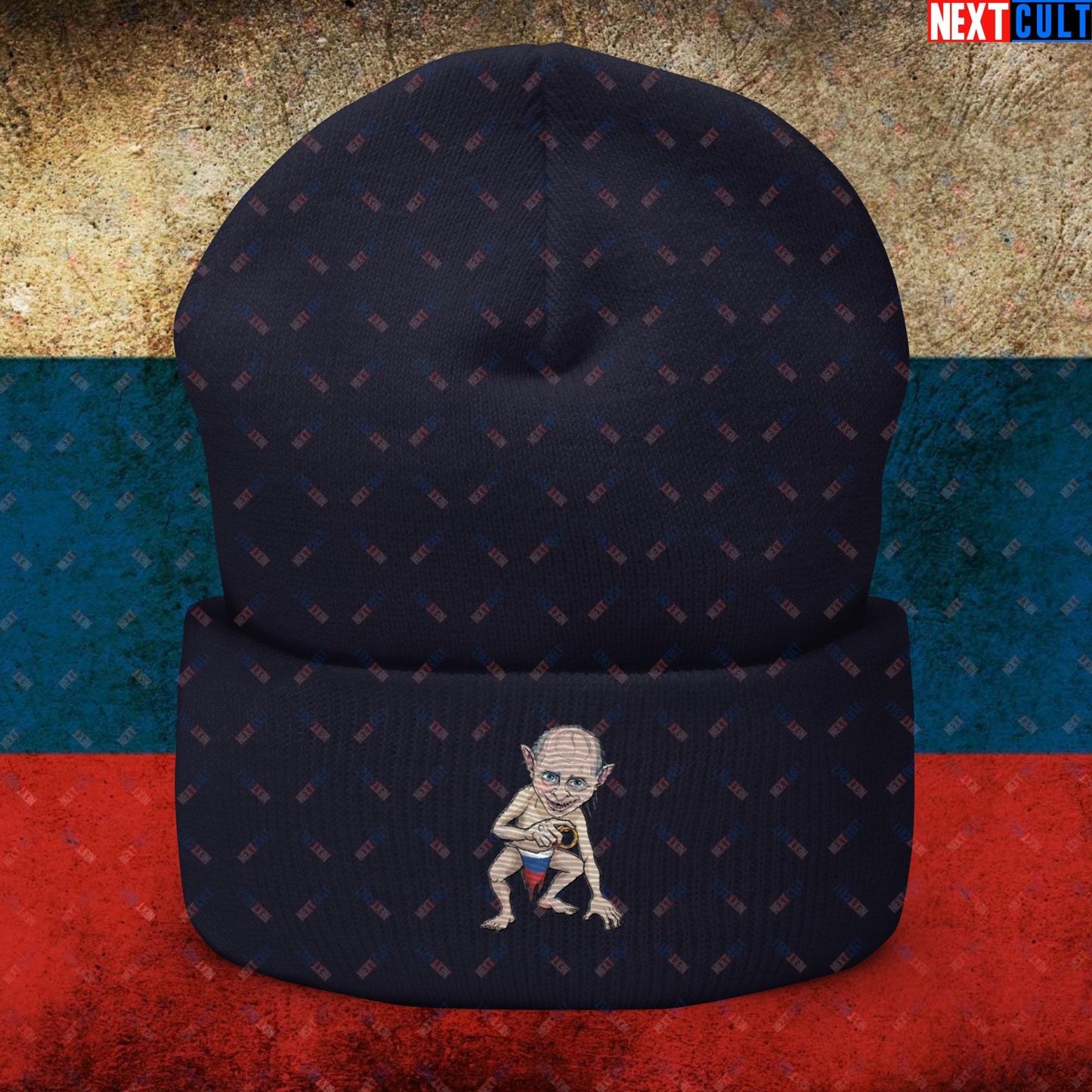 Anti Vladimir Putin Gollum Funny Cuffed Beanie Navy Hats Politics Vladimir Putin Next Cult Brand