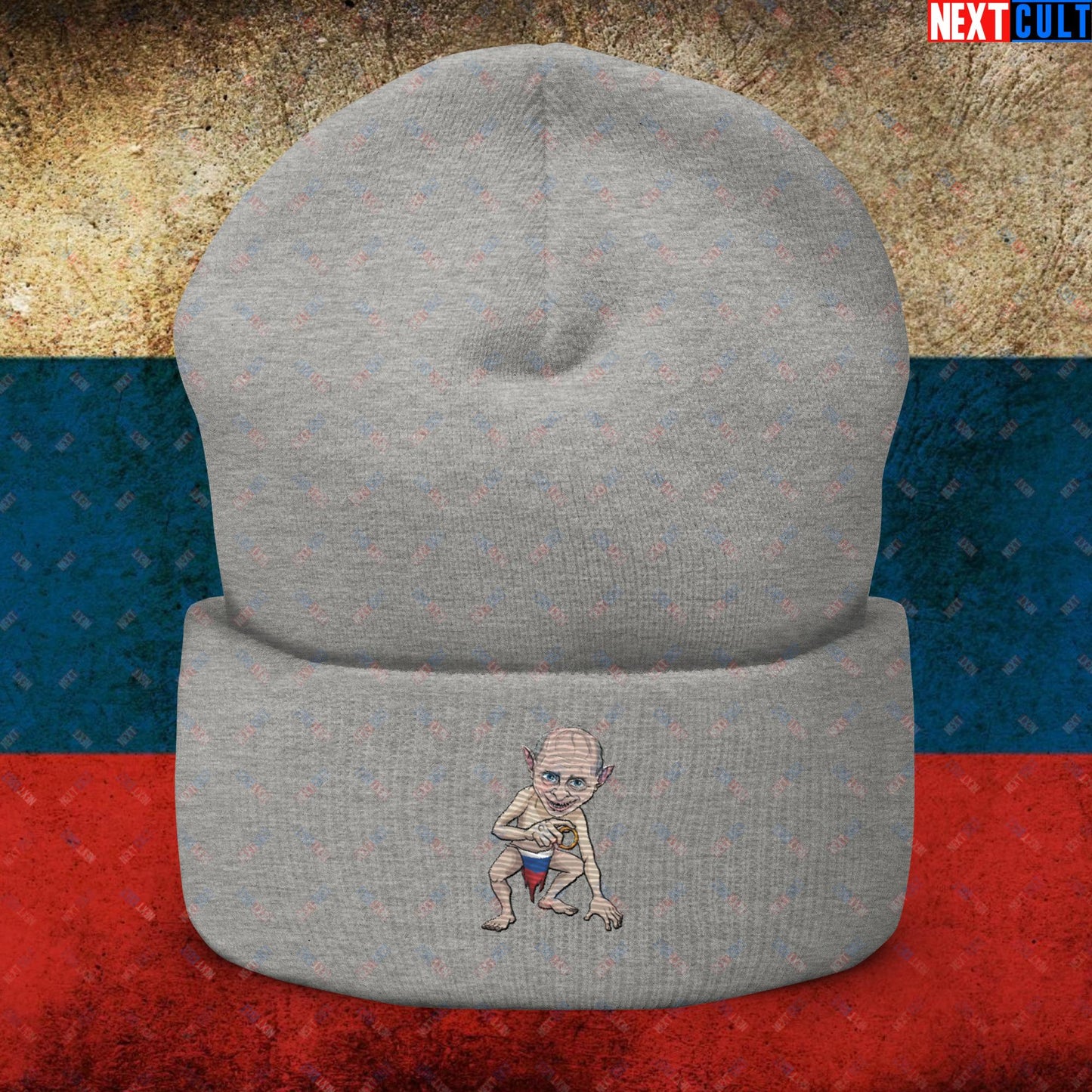 Anti Vladimir Putin Gollum Funny Cuffed Beanie Heather Grey Hats Politics Vladimir Putin Next Cult Brand