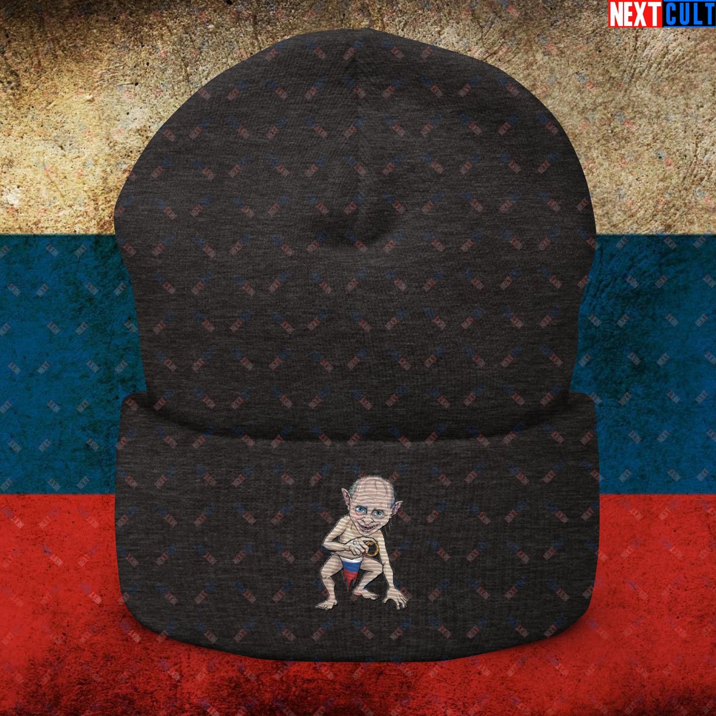 Anti Vladimir Putin Gollum Funny Cuffed Beanie Dark Grey Hats Politics Vladimir Putin Next Cult Brand
