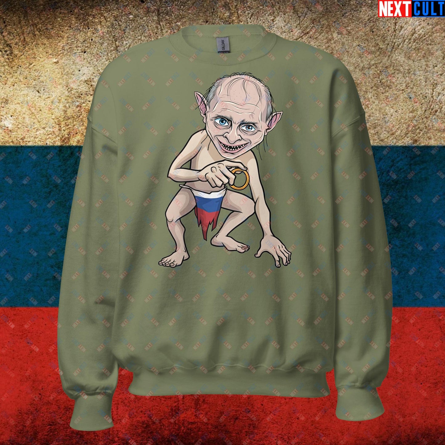 Anti Vladimir Putin Gollum Funny Unisex Sweatshirt Military Green Sweatshirts Politics Vladimir Putin Next Cult Brand