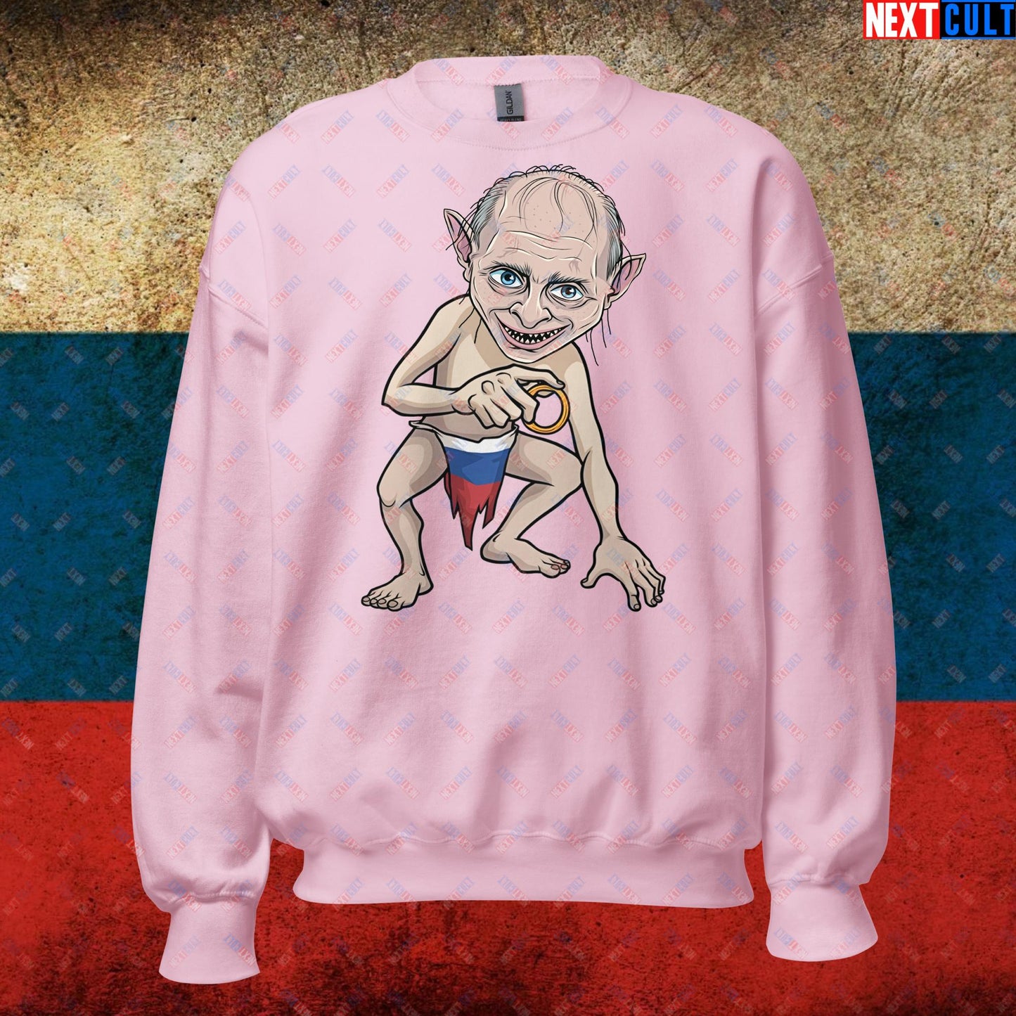 Anti Vladimir Putin Gollum Funny Unisex Sweatshirt Light Pink Sweatshirts Politics Vladimir Putin Next Cult Brand