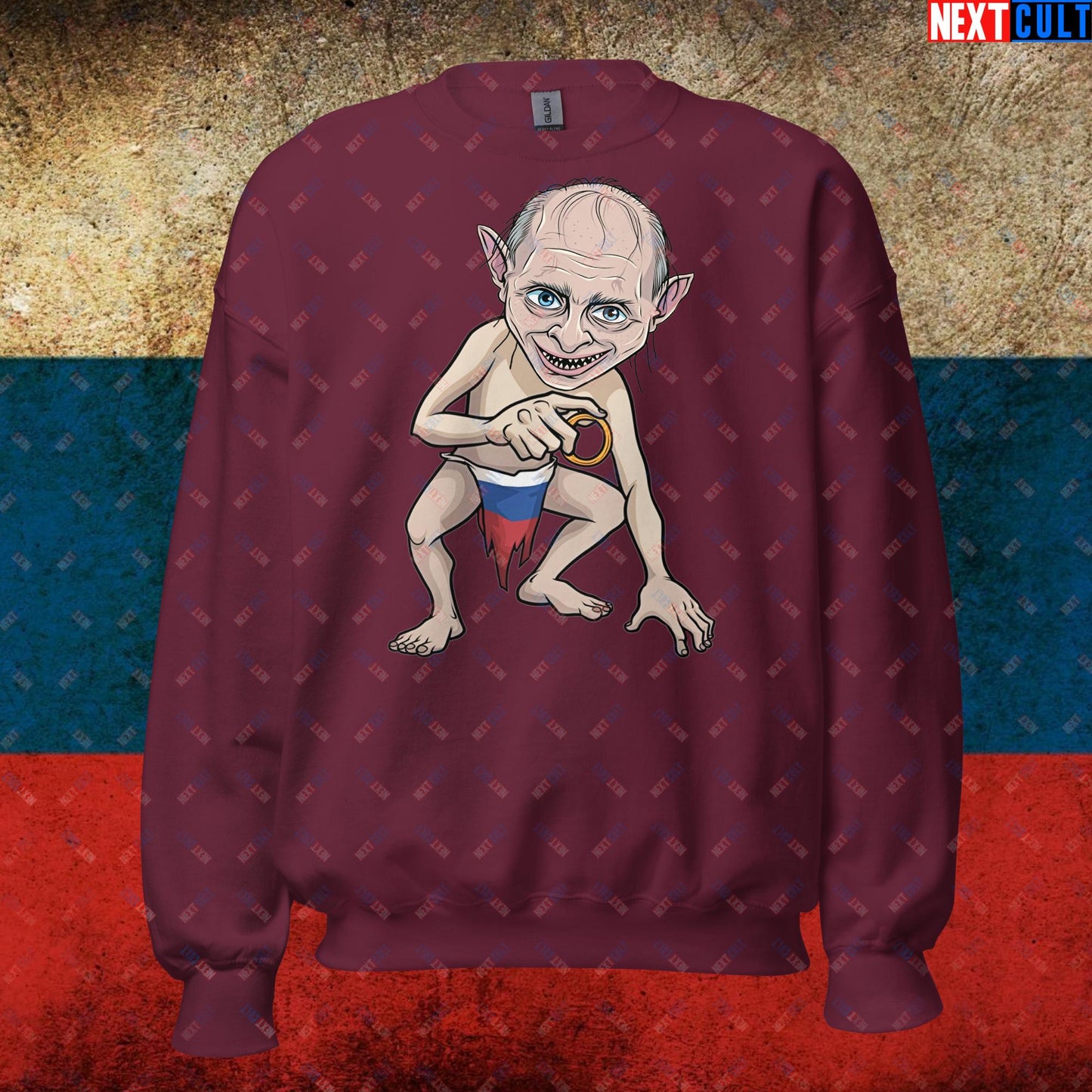 Anti Vladimir Putin Gollum Funny Unisex Sweatshirt Maroon Sweatshirts Politics Vladimir Putin Next Cult Brand