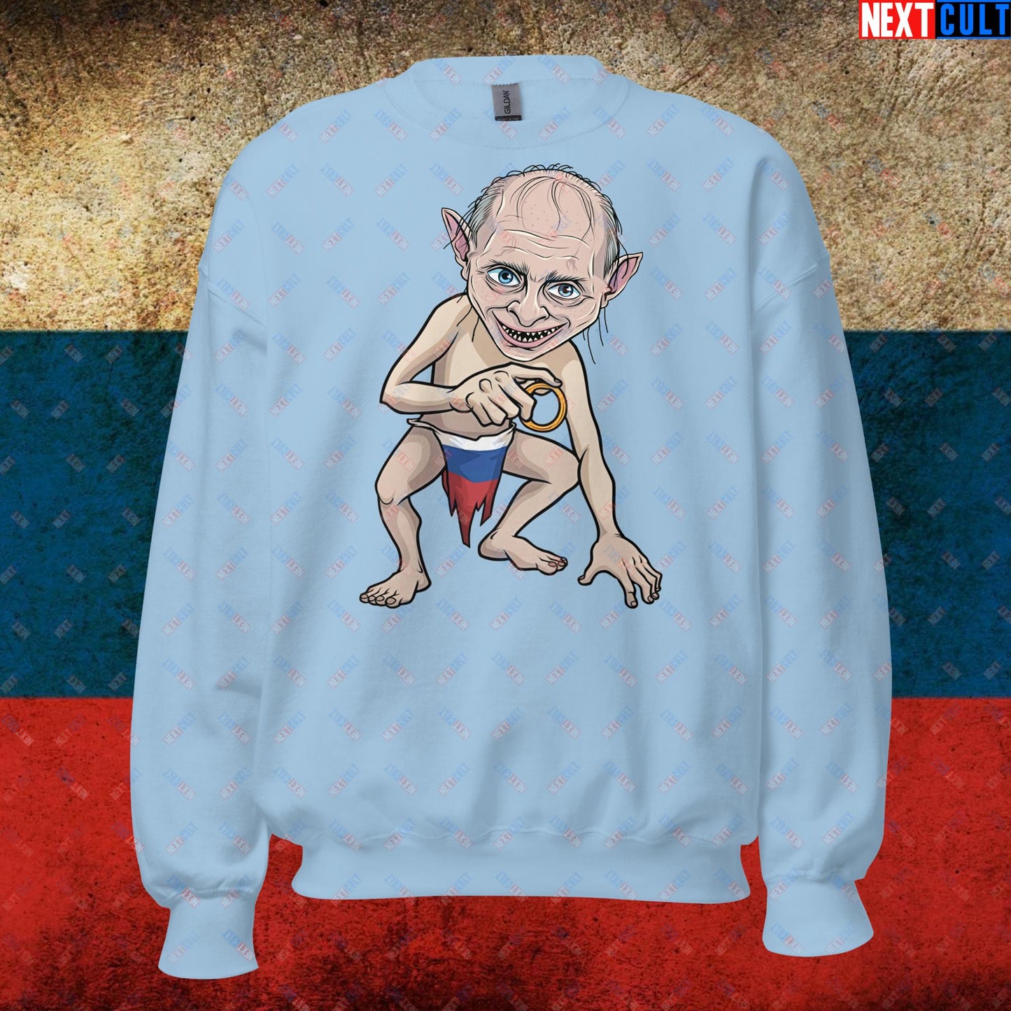 Anti Vladimir Putin Gollum Funny Unisex Sweatshirt Light Blue Sweatshirts Politics Vladimir Putin Next Cult Brand