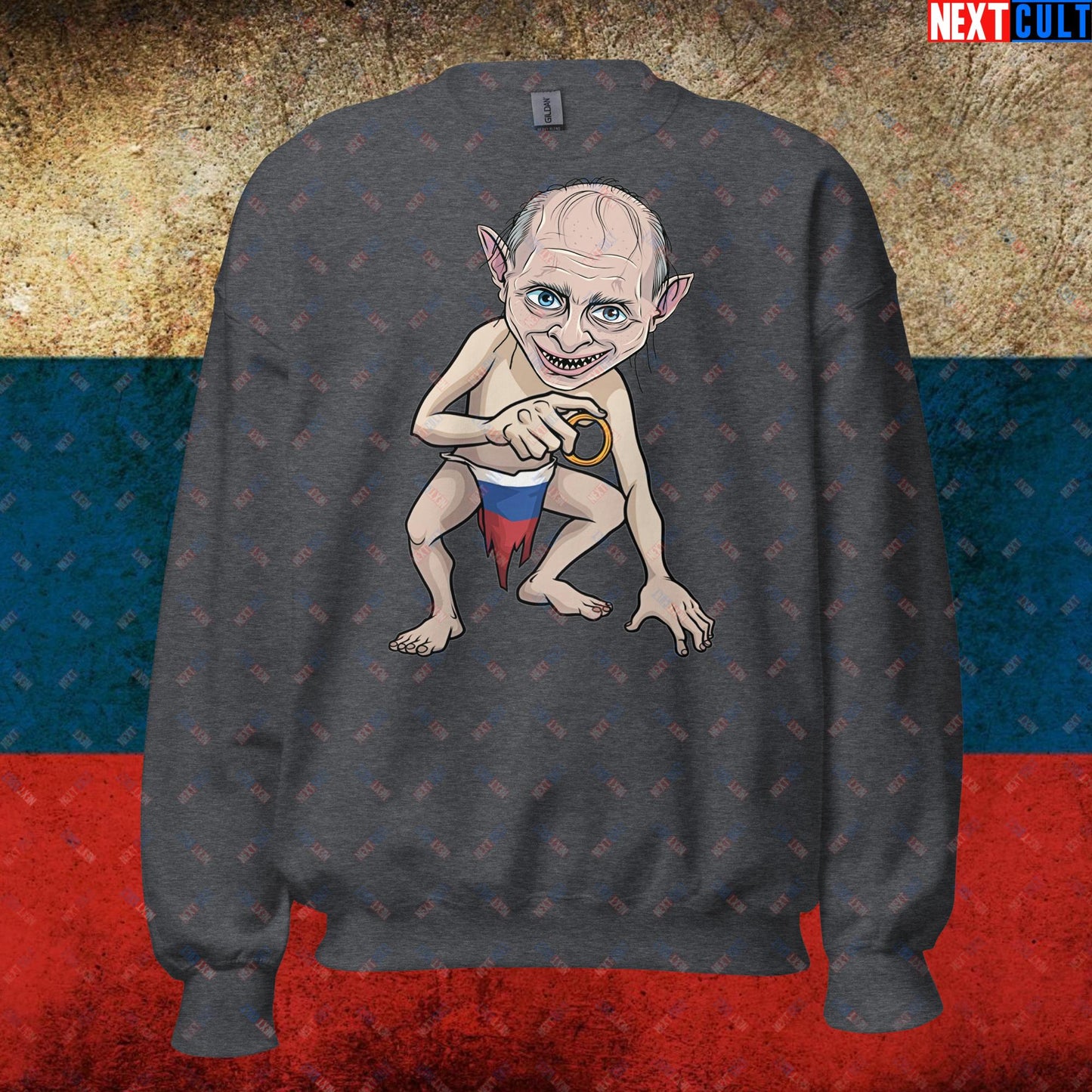 Anti Vladimir Putin Gollum Funny Unisex Sweatshirt Dark Heather Sweatshirts Politics Vladimir Putin Next Cult Brand