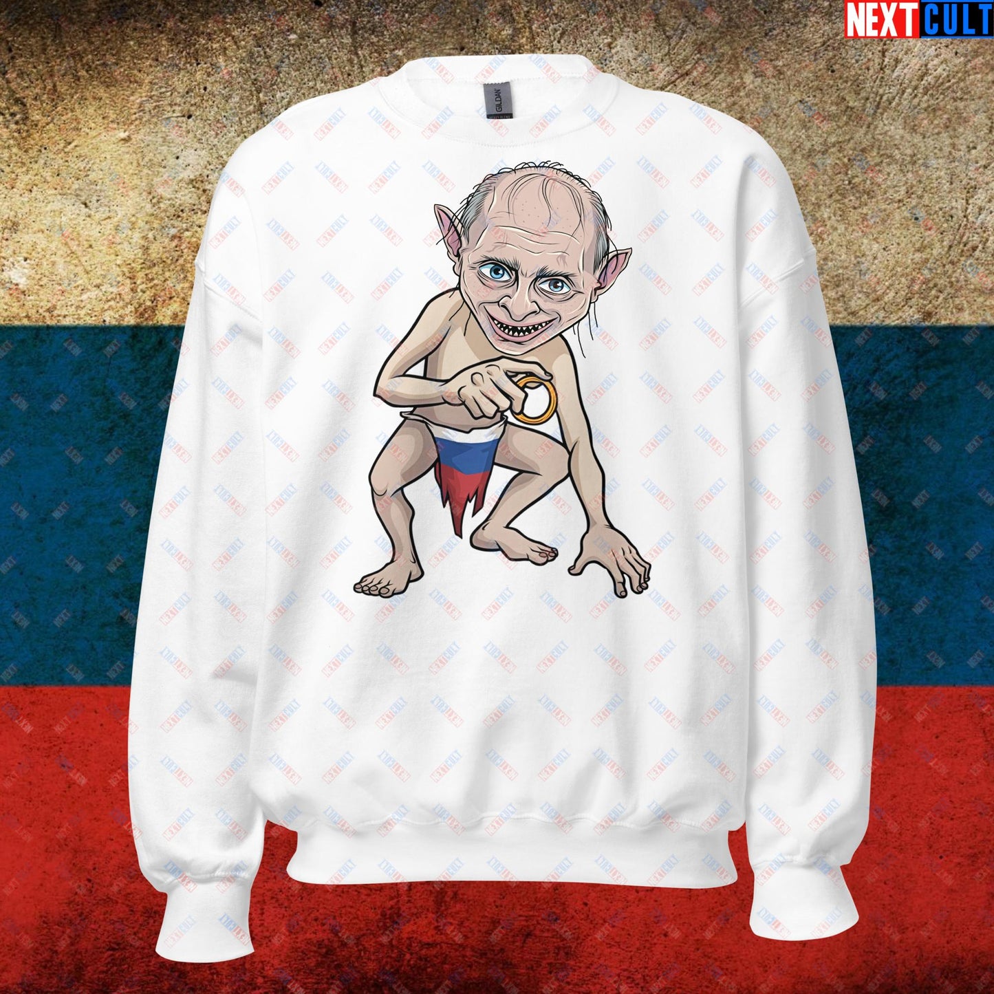 Anti Vladimir Putin Gollum Funny Unisex Sweatshirt White Sweatshirts Politics Vladimir Putin Next Cult Brand