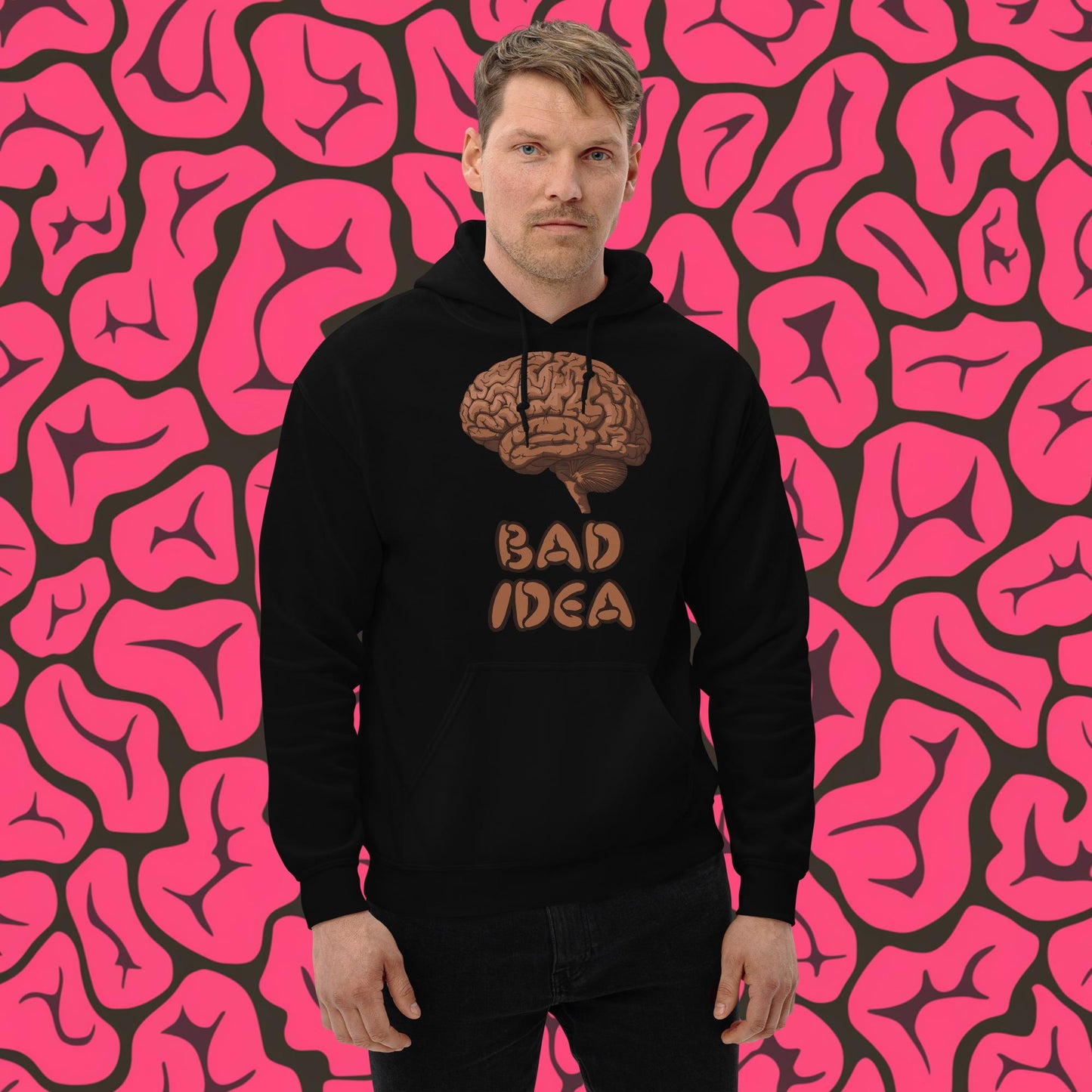 Bad Idea Shit Idea Brown Brains Unisex Hoodie Black Hoodies Brains Feelings Life Next Cult Brand