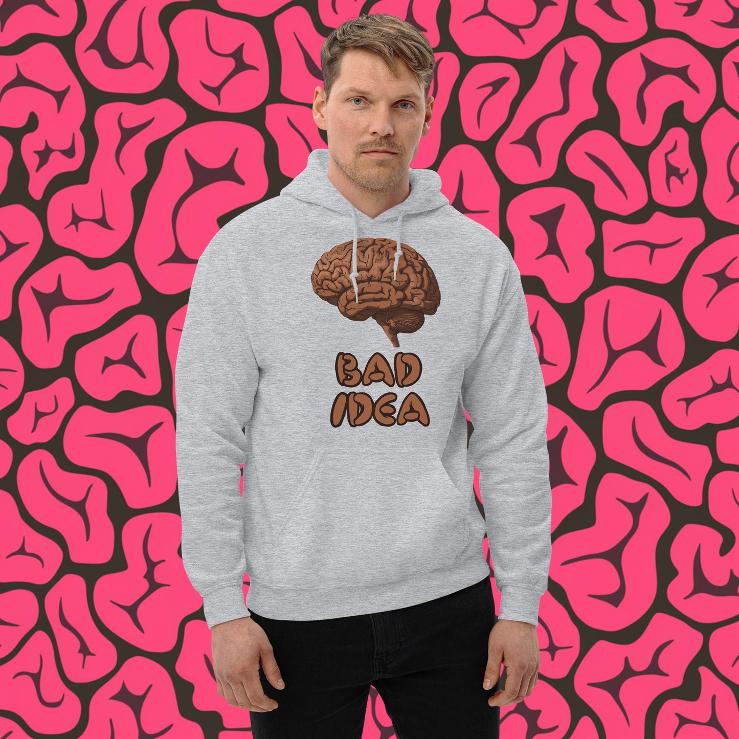Bad Idea Shit Idea Brown Brains Unisex Hoodie Sport Grey Hoodies Brains Feelings Life Next Cult Brand