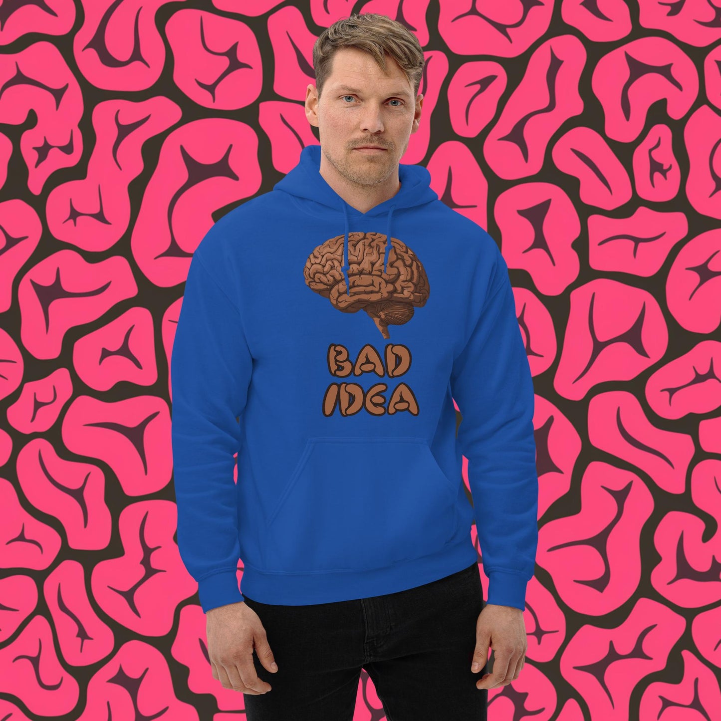 Bad Idea Shit Idea Brown Brains Unisex Hoodie Royal Hoodies Brains Feelings Life Next Cult Brand
