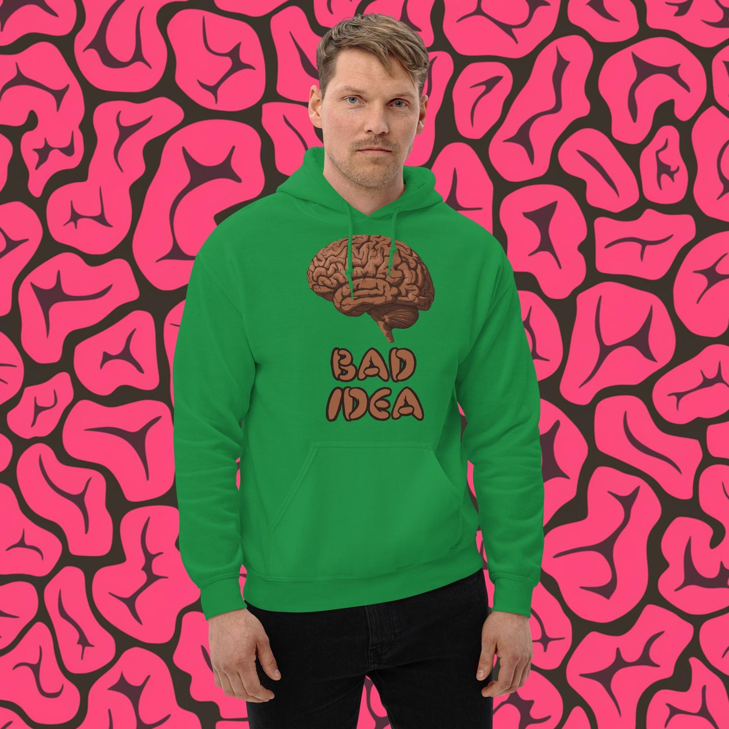 Bad Idea Shit Idea Brown Brains Unisex Hoodie Irish Green Hoodies Brains Feelings Life Next Cult Brand