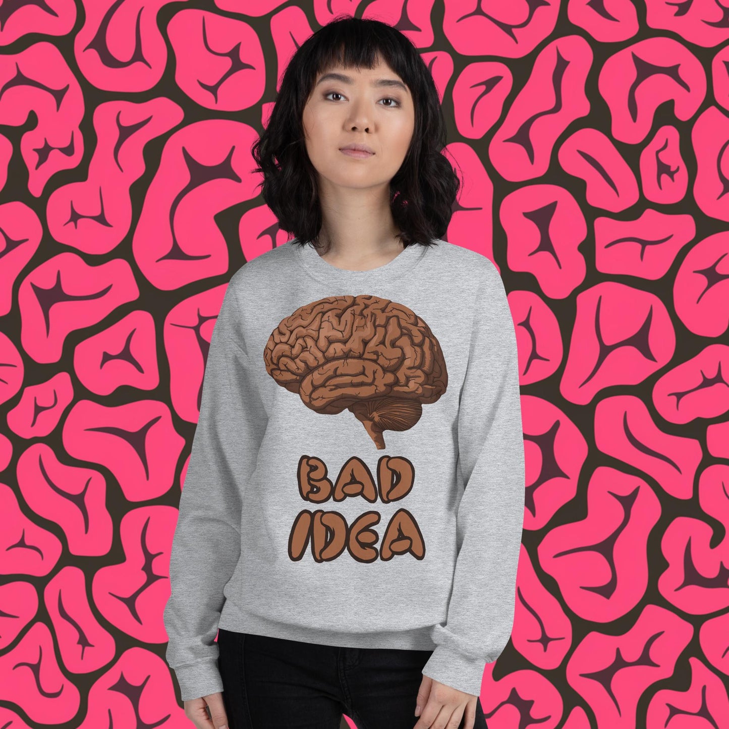 Bad Idea Shit Idea Brown Brains Unisex Sweatshirt Sport Grey Sweatshirts Brains Feelings Life Next Cult Brand