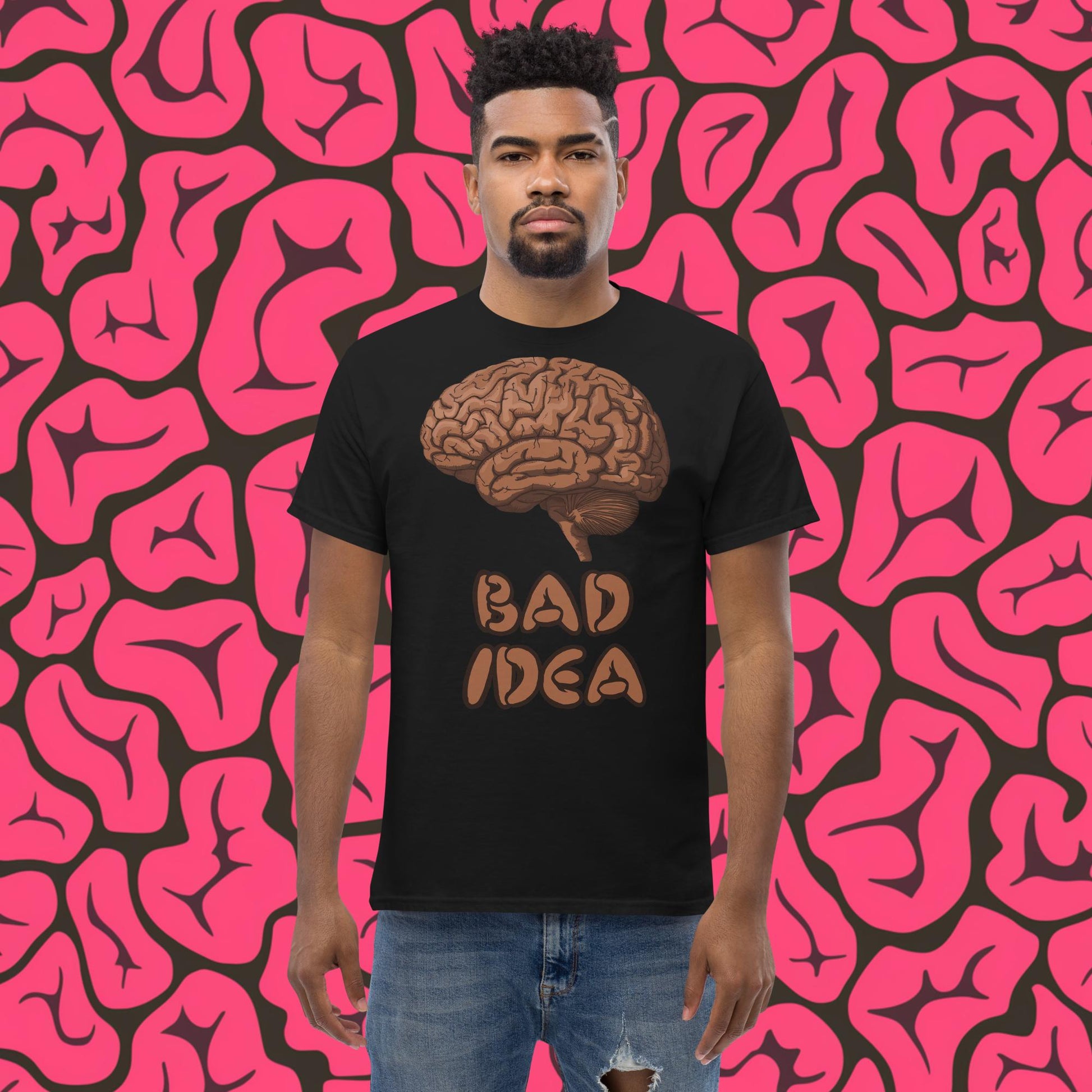 Bad Idea Shit Idea Brown Brains tee Black T-shirts Brains Feelings Life Next Cult Brand