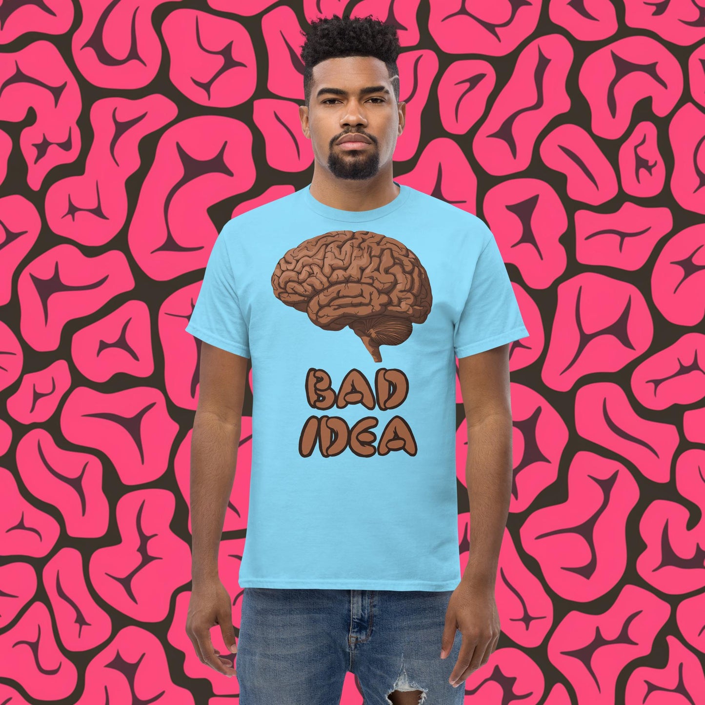 Bad Idea Shit Idea Brown Brains tee Sky T-shirts Brains Feelings Life Next Cult Brand