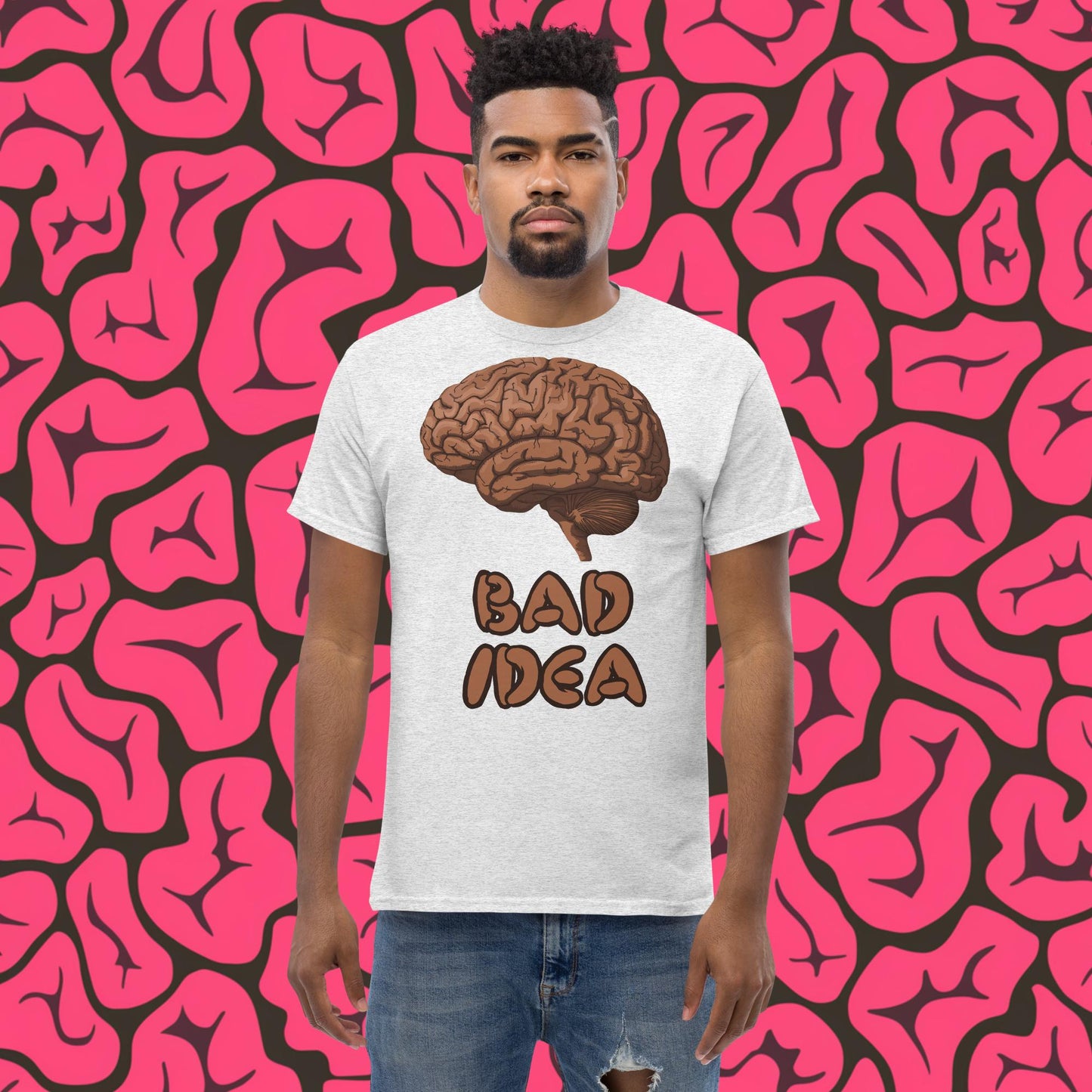 Bad Idea Shit Idea Brown Brains tee Ash T-shirts Brains Feelings Life Next Cult Brand