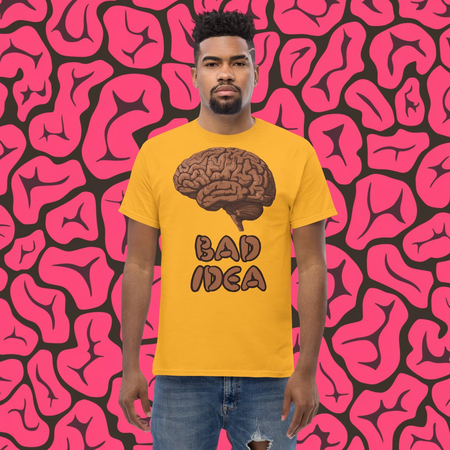 Bad Idea Shit Idea Brown Brains tee Gold T-shirts Brains Feelings Life Next Cult Brand