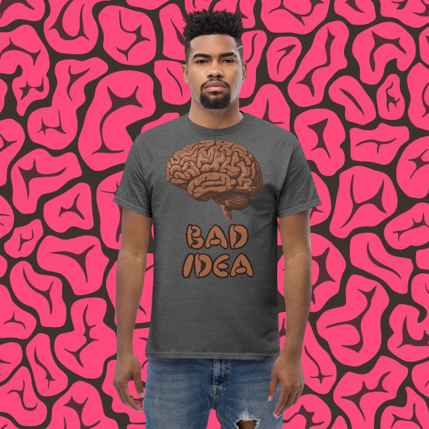 Bad Idea Shit Idea Brown Brains tee Dark Heather T-shirts Brains Feelings Life Next Cult Brand