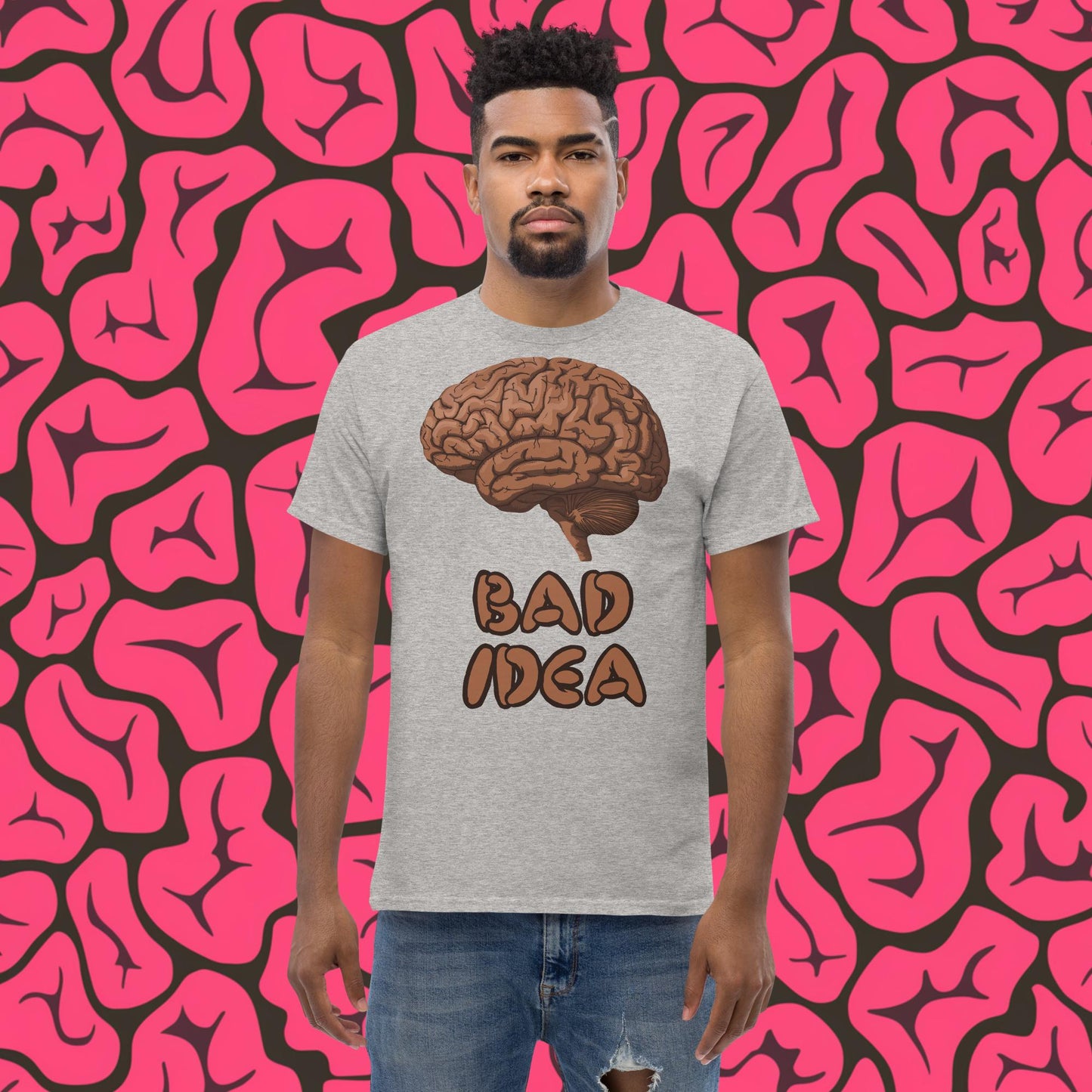 Bad Idea Shit Idea Brown Brains tee Sport Grey T-shirts Brains Feelings Life Next Cult Brand