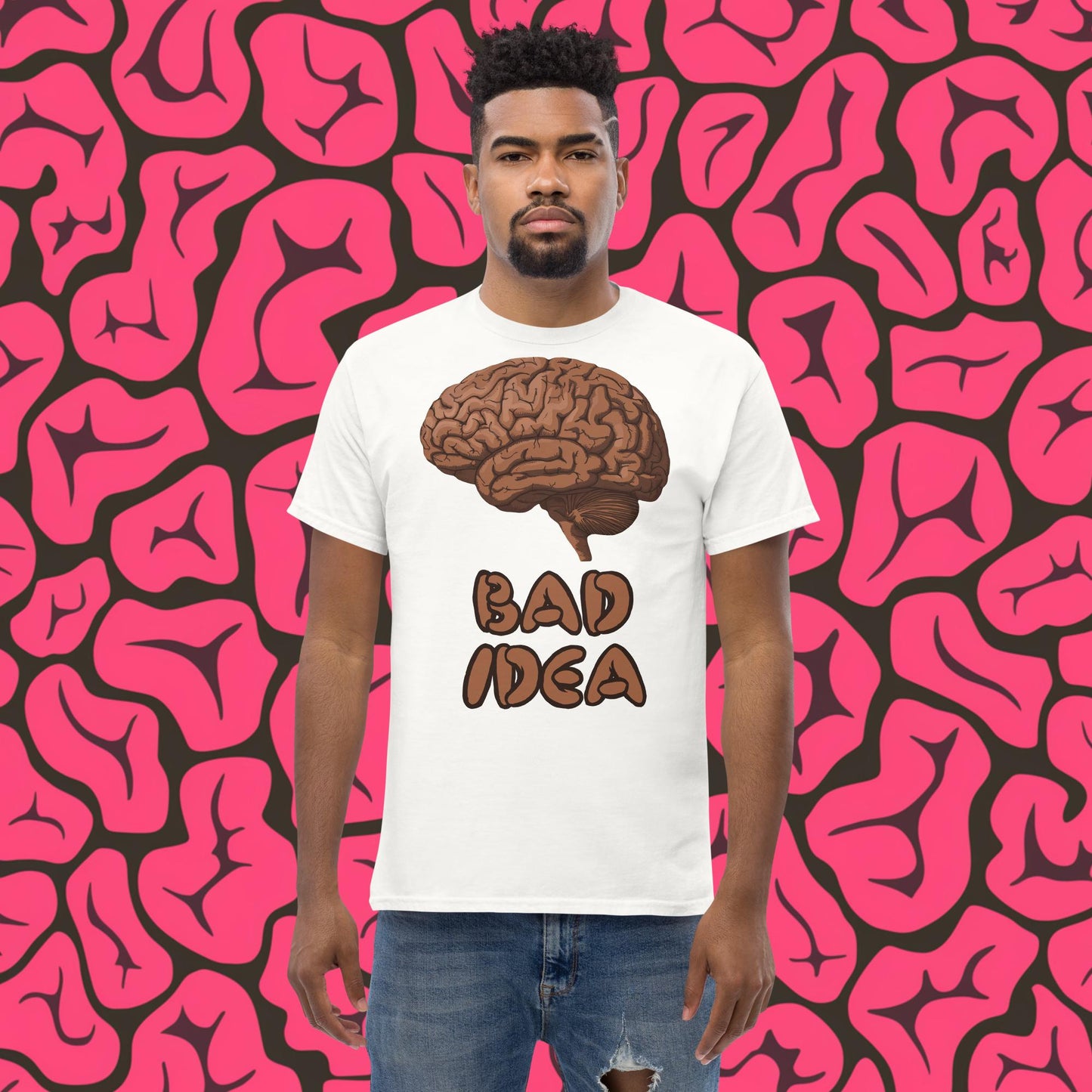 Bad Idea Shit Idea Brown Brains tee White T-shirts Brains Feelings Life Next Cult Brand