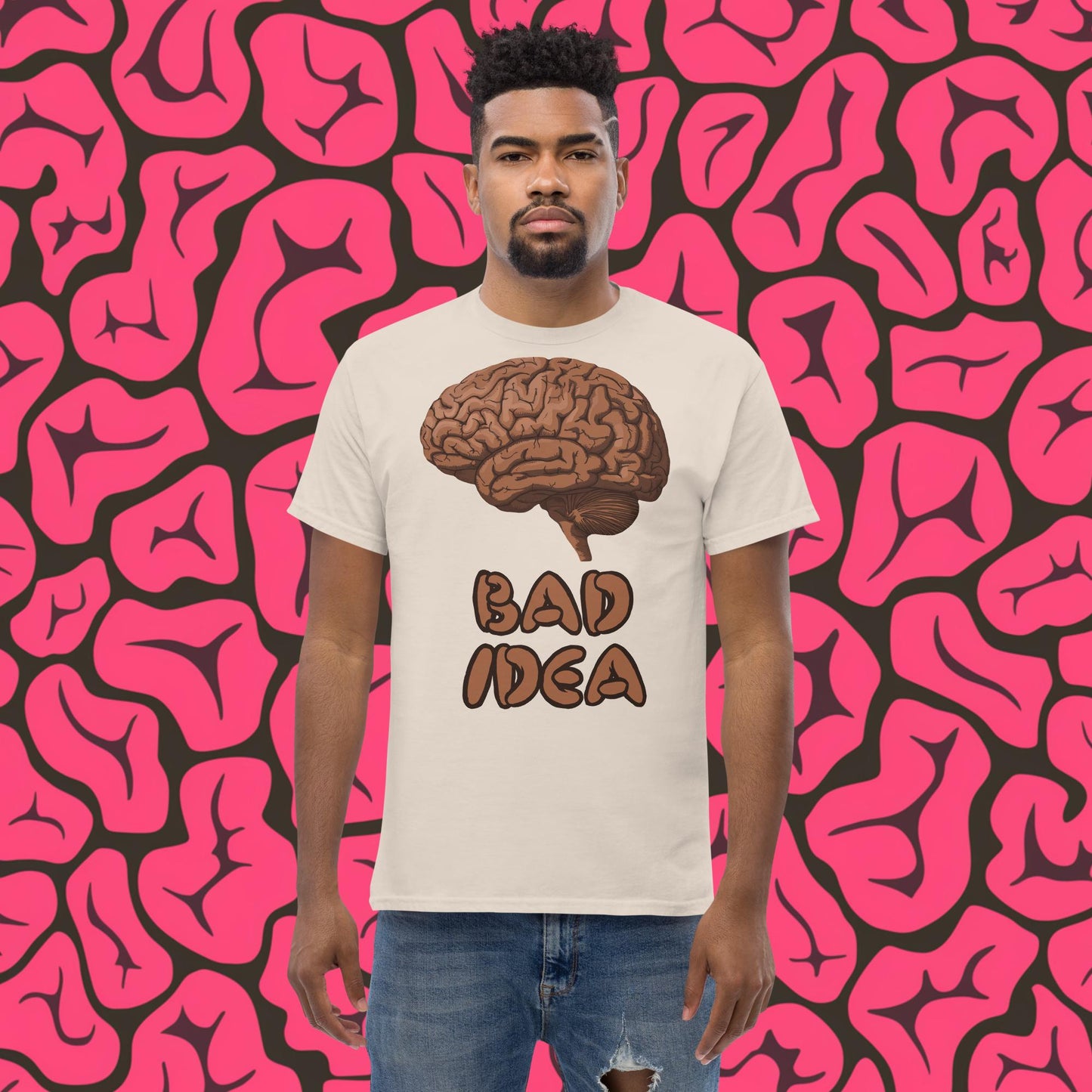 Bad Idea Shit Idea Brown Brains tee Natural T-shirts Brains Feelings Life Next Cult Brand