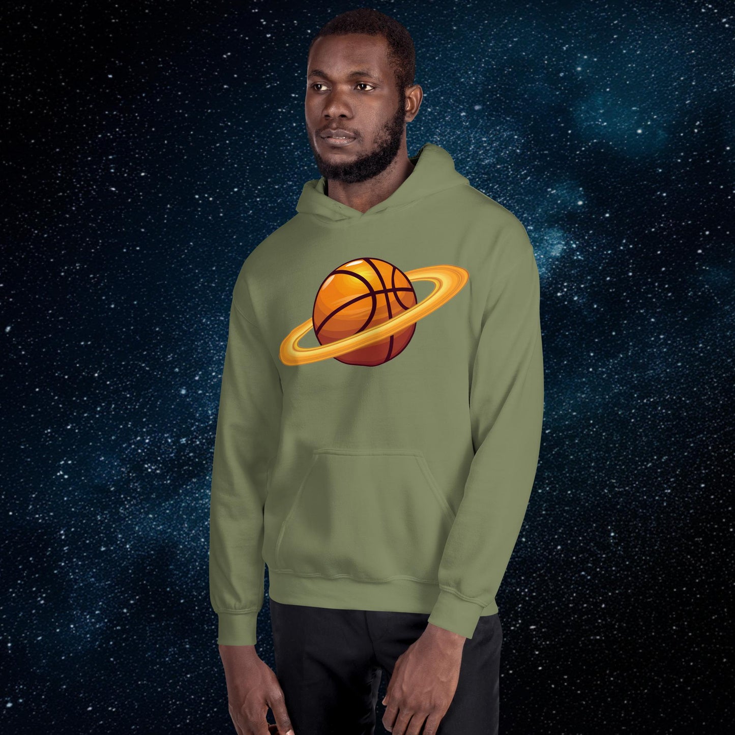 Basketball Planet Ball is Life Unisex Hoodie Military Green Hoodies Basketball NBA Next Cult Brand