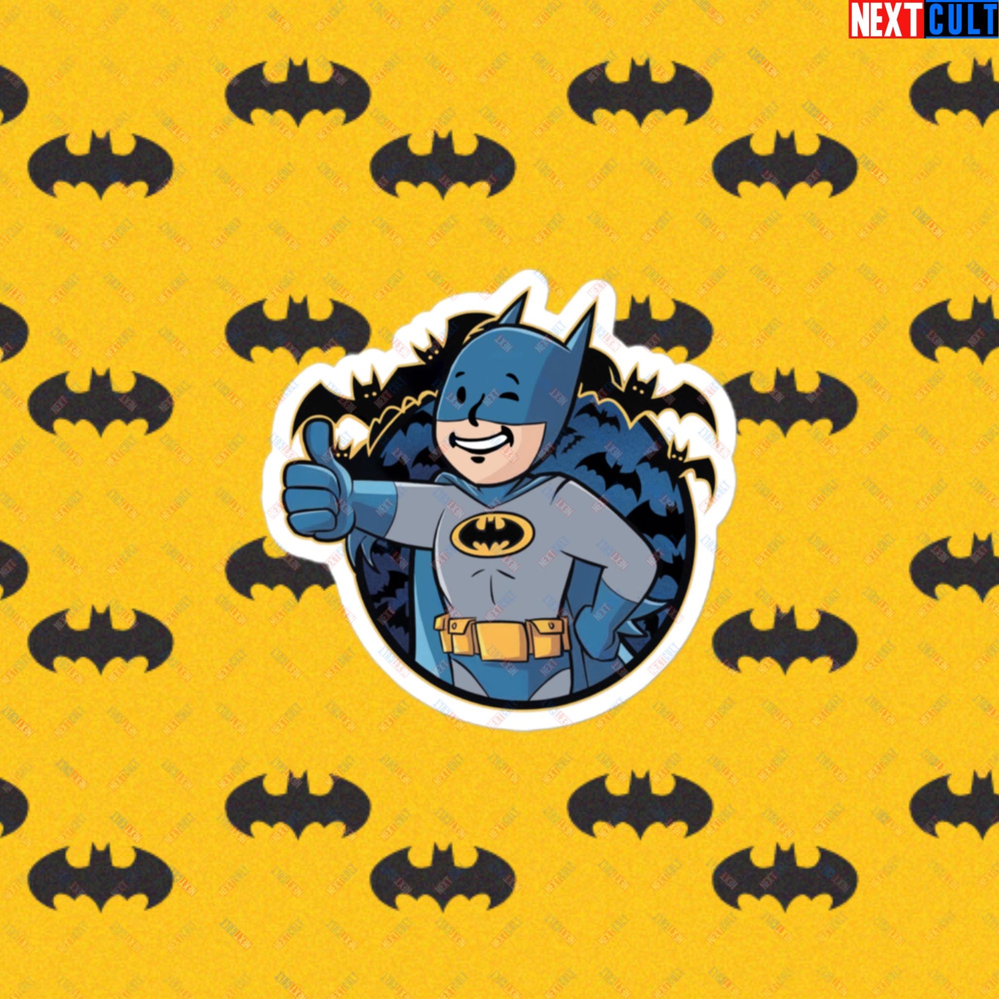 Bat Boy Batman Vault Boy Fallout Funny Cartoon Mashup Bubble-free stickers 3″×3″ Stickers Batman Christian Bale Fallout Justice League Movies Superheroes Vault Boy Next Cult Brand