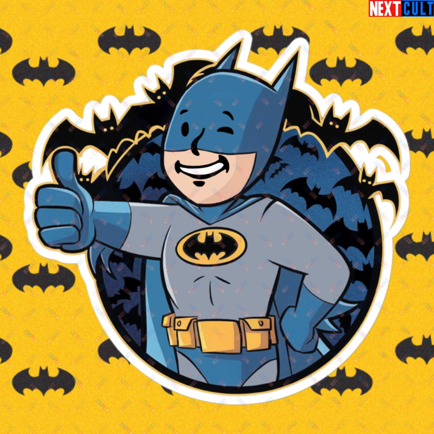Bat Boy Batman Vault Boy Fallout Funny Cartoon Mashup Bubble-free stickers 5.5″×5.5″ Stickers Batman Christian Bale Fallout Justice League Movies Superheroes Vault Boy Next Cult Brand