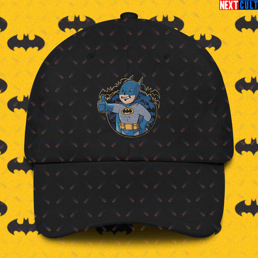 Bat Boy Batman Vault Boy Fallout Funny Cartoon Mashup Dad hat Black Hats Batman Christian Bale Justice League Movies Superheroes Next Cult Brand