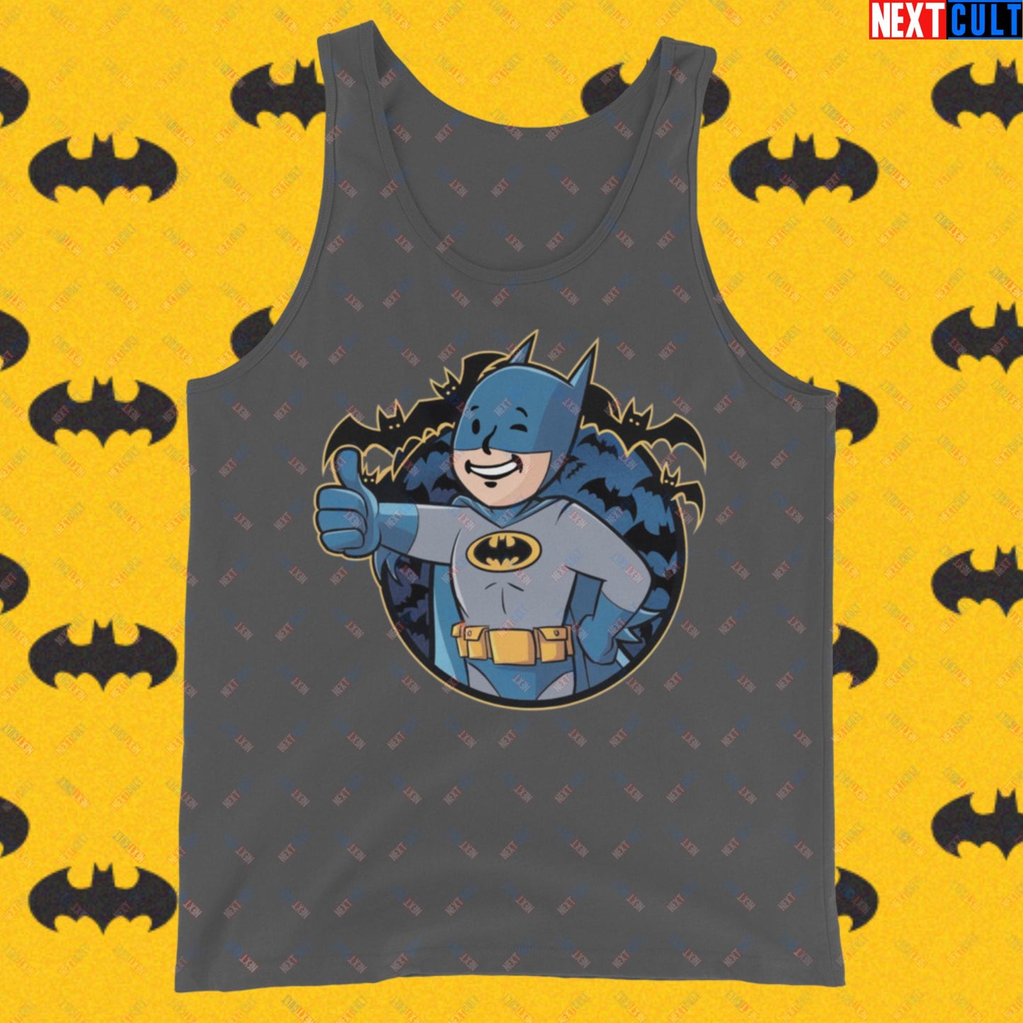 Bat Boy Batman Vault Boy Fallout Funny Cartoon Mashup Tank Top Asphalt Tank Tops Batman Christian Bale Fallout Justice League Movies Superheroes Vault Boy Next Cult Brand