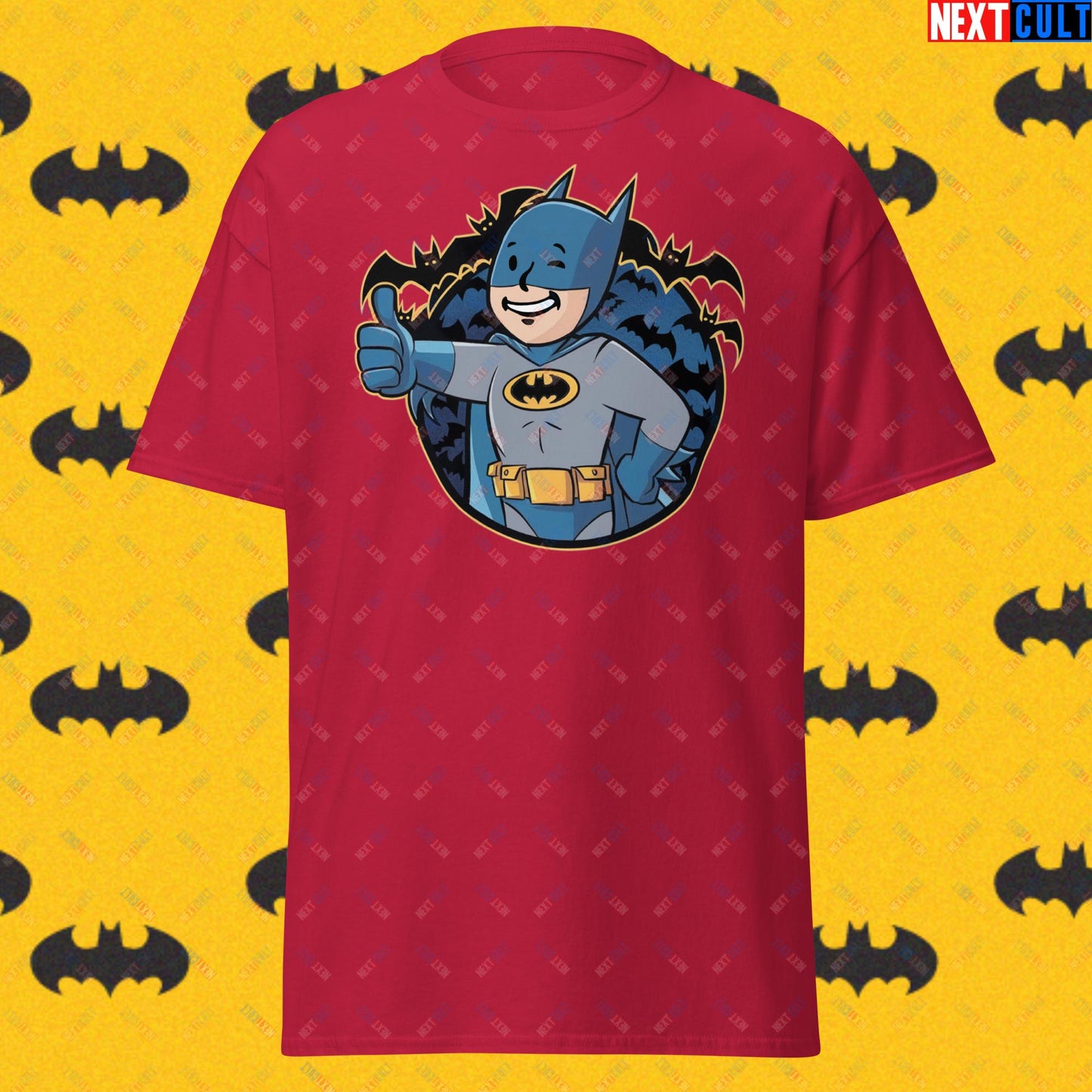 Bat Boy Batman Vault Boy Fallout Funny Cartoon Mashup Unisex tee Cardinal T-shirts Batman Christian Bale Fallout Justice League Movies Superheroes Vault Boy Next Cult Brand