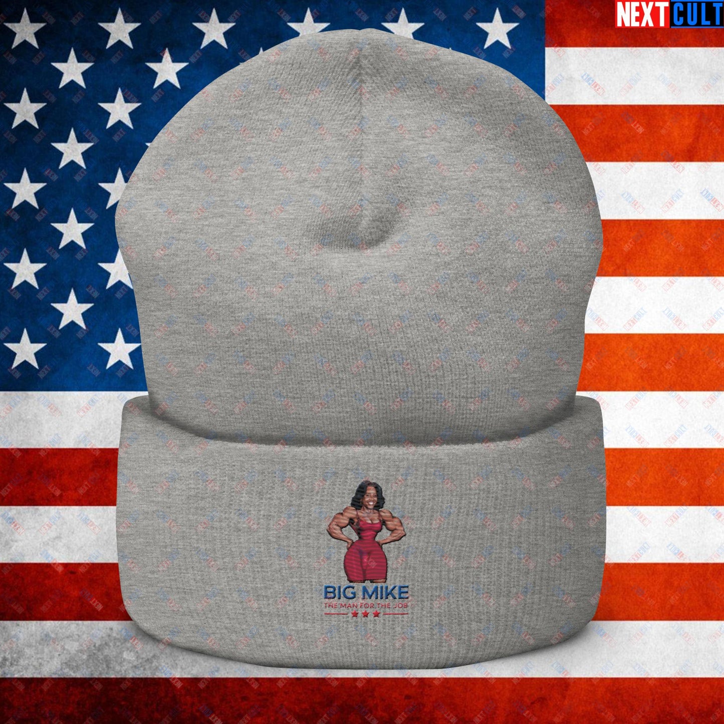 Big Mike Michelle Obama is a Man Funny Conspiracy Theory Cuffed Beanie Heather Grey Hats Conspiracy Theories Democrats Obama Politics Next Cult Brand