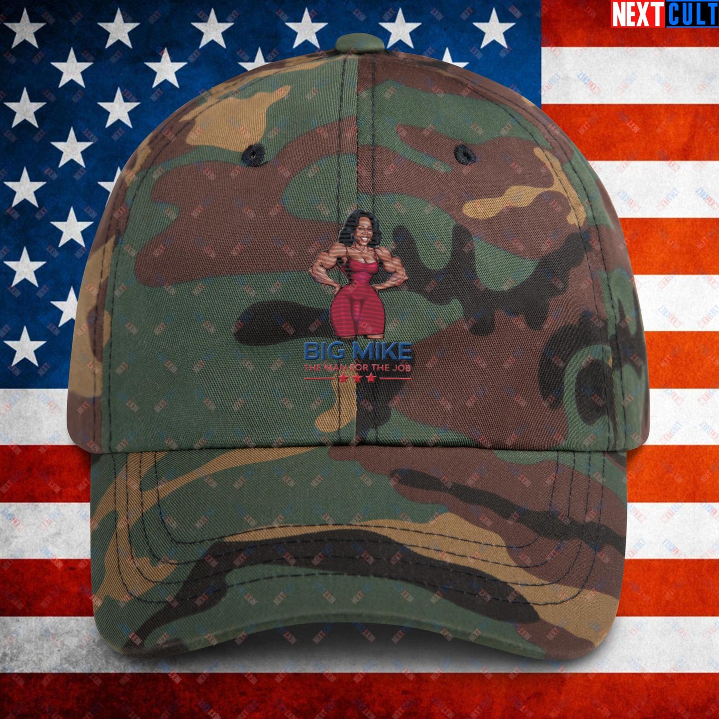 Big Mike Michelle Obama is a Man Funny Conspiracy Theory Dad hat Green Camo Hats Conspiracy Theories Democrats Obama Politics Next Cult Brand