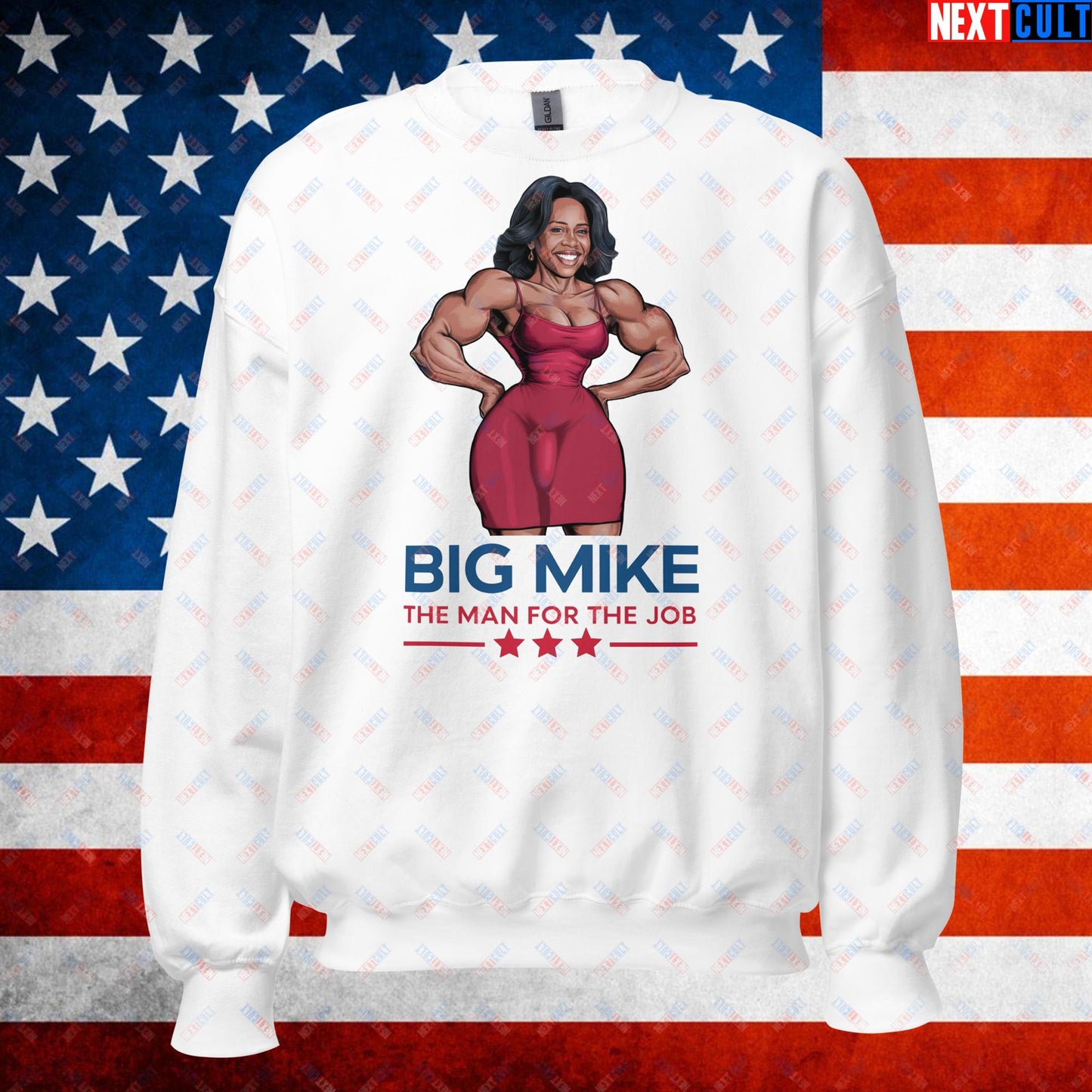 Big Mike Michelle Obama is a Man Funny Conspiracy Theory Unisex Sweatshirt White Sweatshirts Conspiracy Theories Democrats Obama Politics Next Cult Brand