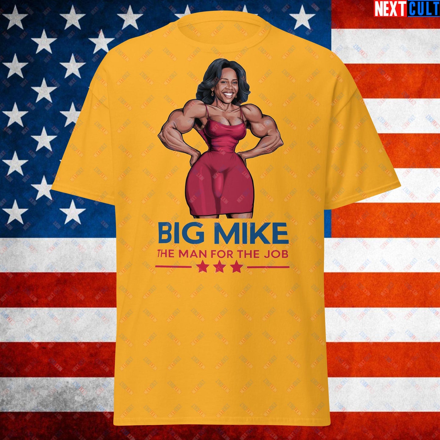Big Mike Michelle Obama is a Man Funny Conspiracy Theory Unisex tee Gold T-shirts Conspiracy Theories Democrats Obama Politics Next Cult Brand