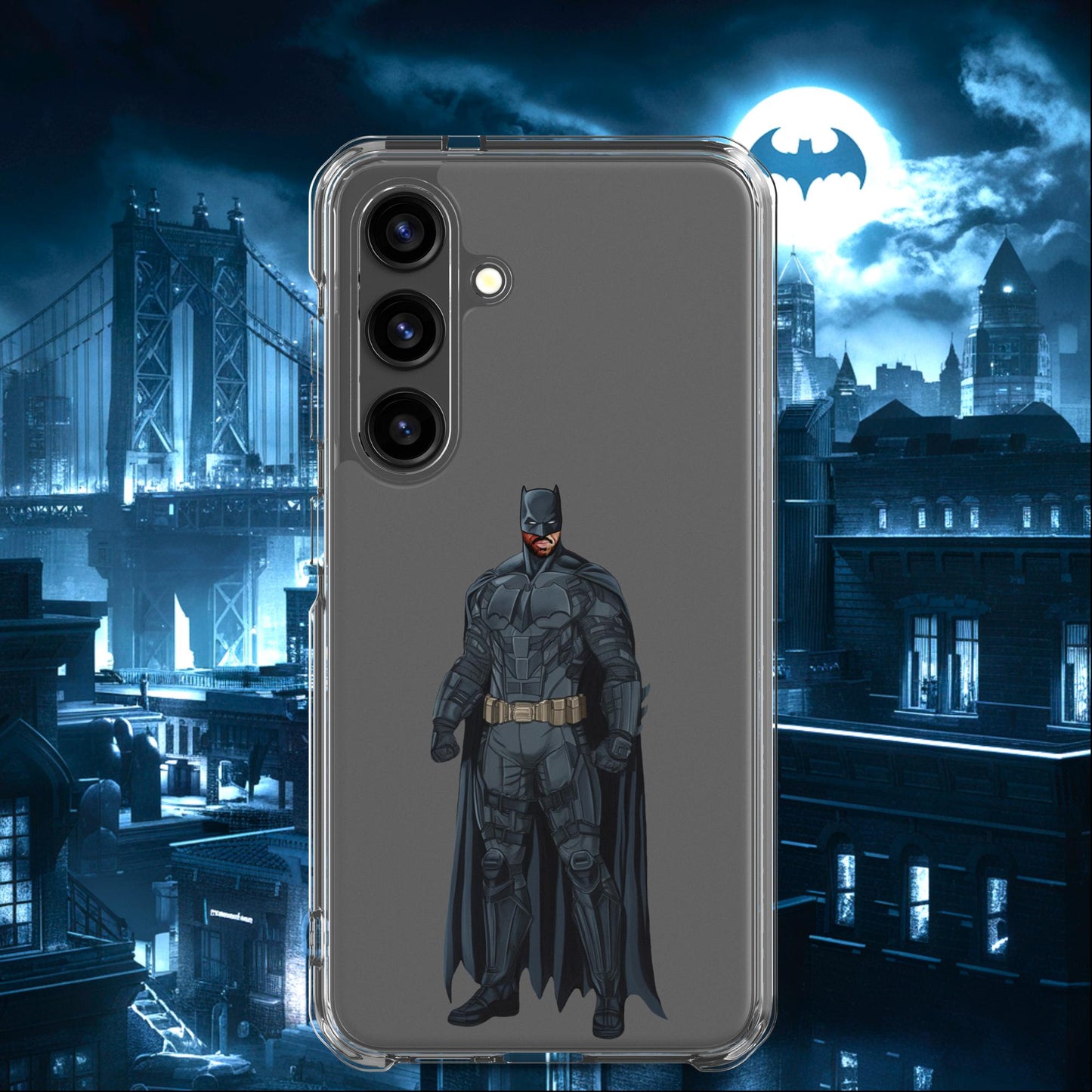 Black Batman Blackman Superheroes Clear Case for Samsung Samsung Galaxy S24 Mobile Phone Cases Batman Movies Superheroes Next Cult Brand