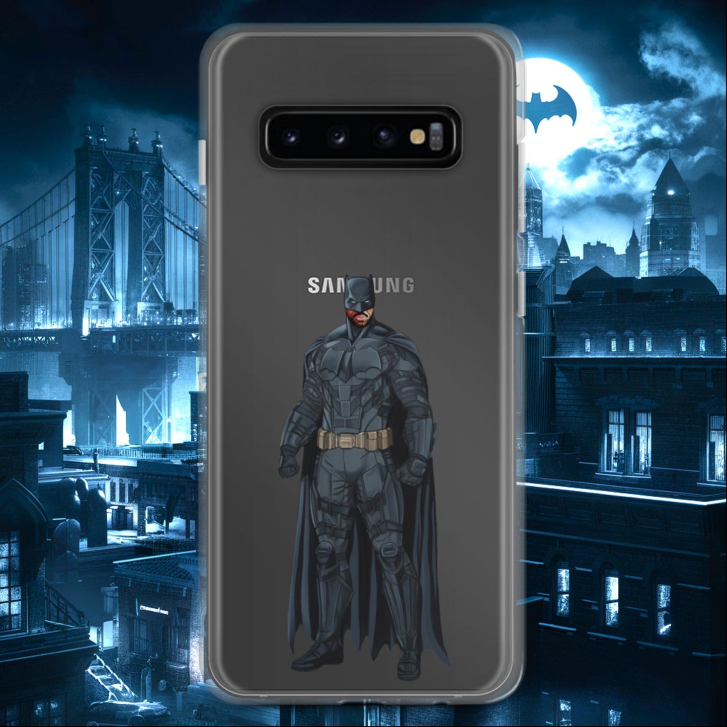 Black Batman Blackman Superheroes Clear Case for Samsung Samsung Galaxy S10+ Mobile Phone Cases Batman Movies Superheroes Next Cult Brand