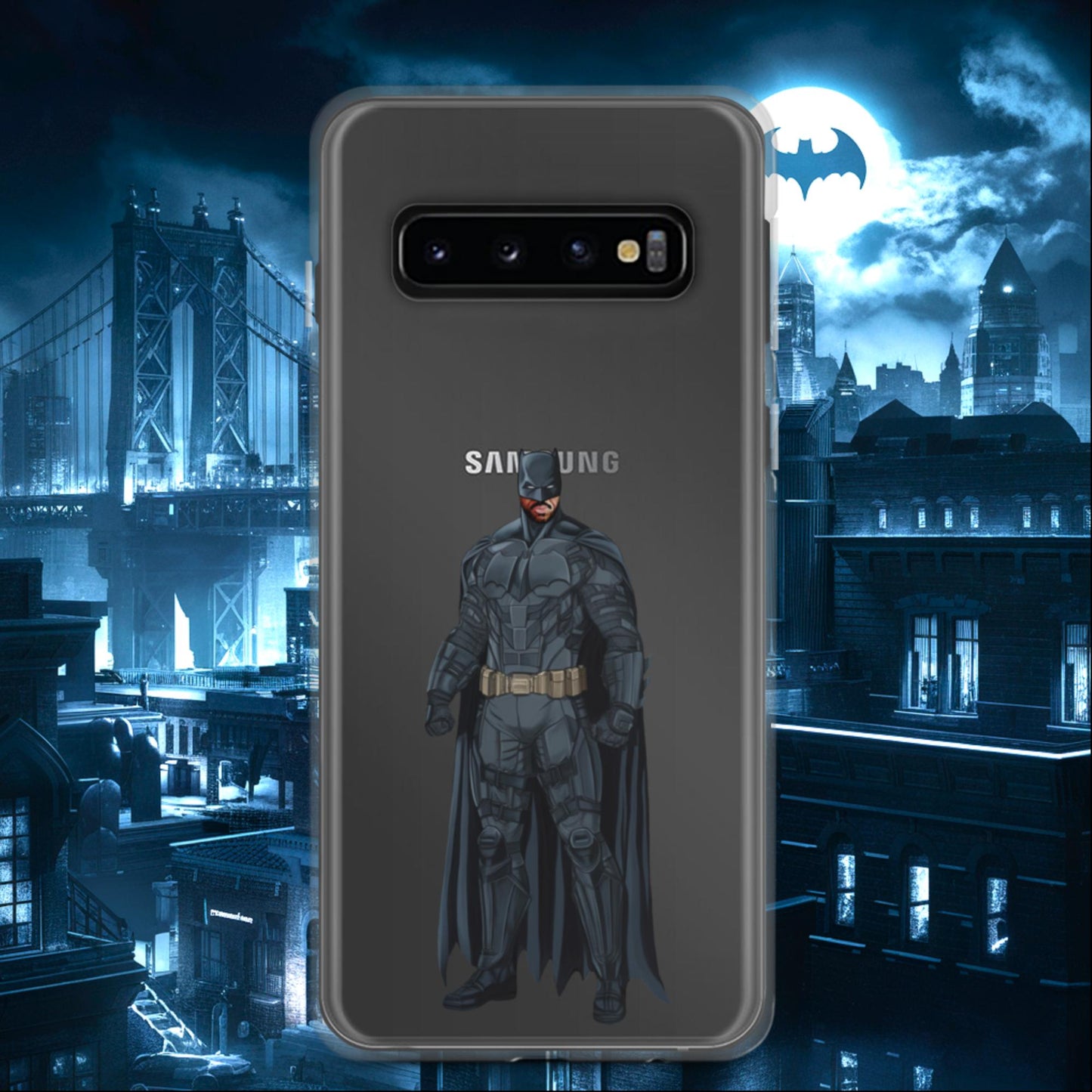 Black Batman Blackman Superheroes Clear Case for Samsung Samsung Galaxy S10 Mobile Phone Cases Batman Movies Superheroes Next Cult Brand
