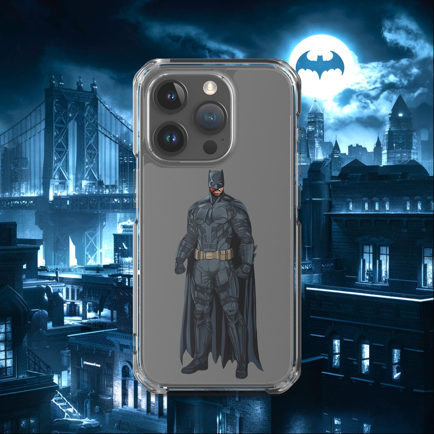 Black Batman Blackman Superheroes Clear Case for iPhone iPhone 15 Pro Mobile Phone Cases Batman Movies Superheroes Next Cult Brand
