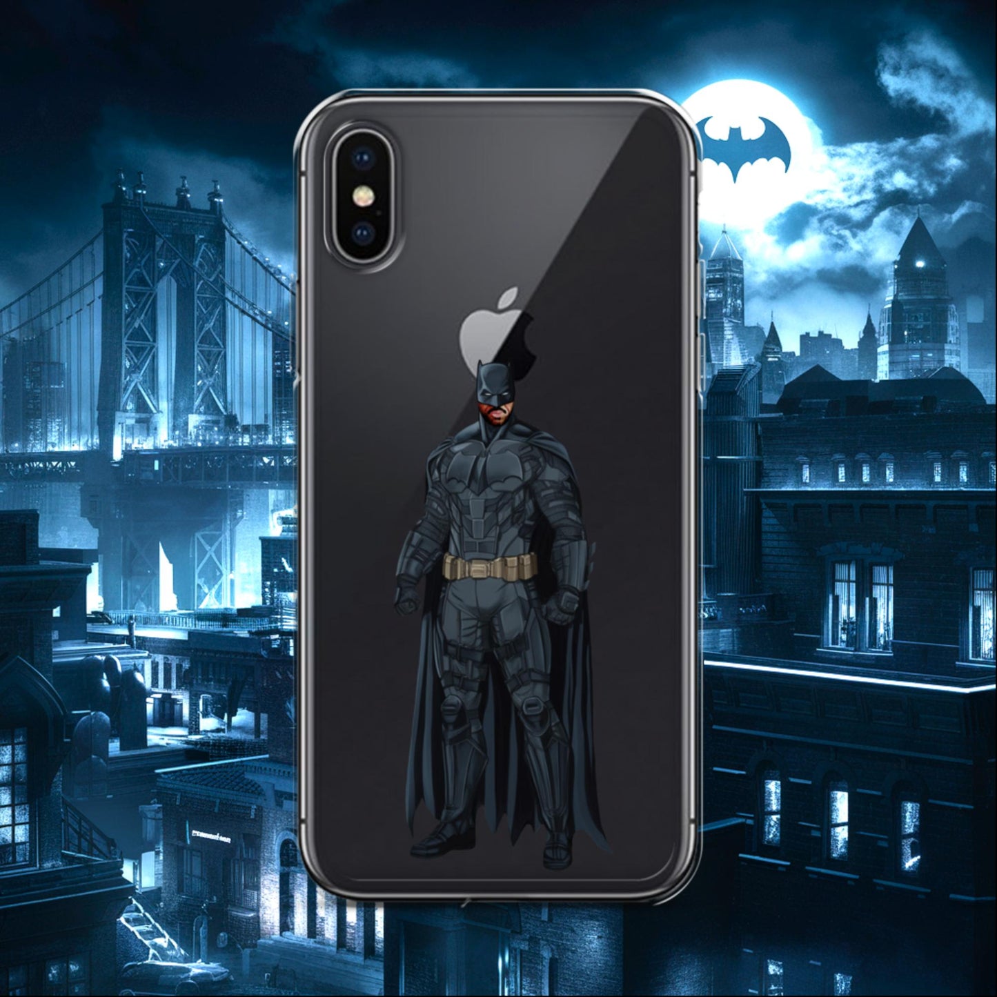 Black Batman Blackman Superheroes Clear Case for iPhone iPhone X XS Mobile Phone Cases Batman Movies Superheroes Next Cult Brand