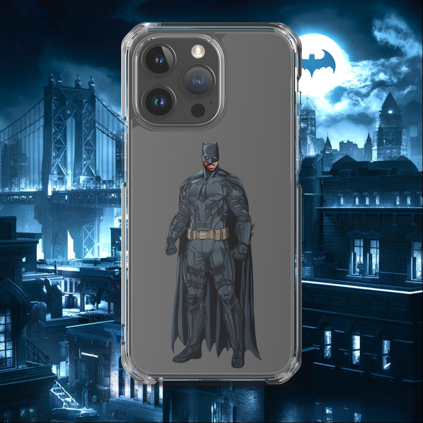 Black Batman Blackman Superheroes Clear Case for iPhone iPhone 15 Pro Max Mobile Phone Cases Batman Movies Superheroes Next Cult Brand