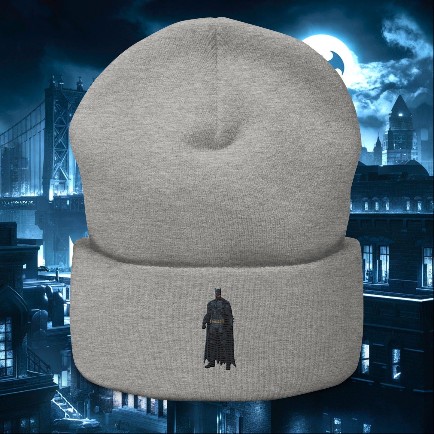 Black Batman Blackman Superheroes Cuffed Beanie Heather Grey Hats Batman Movies Superheroes Next Cult Brand