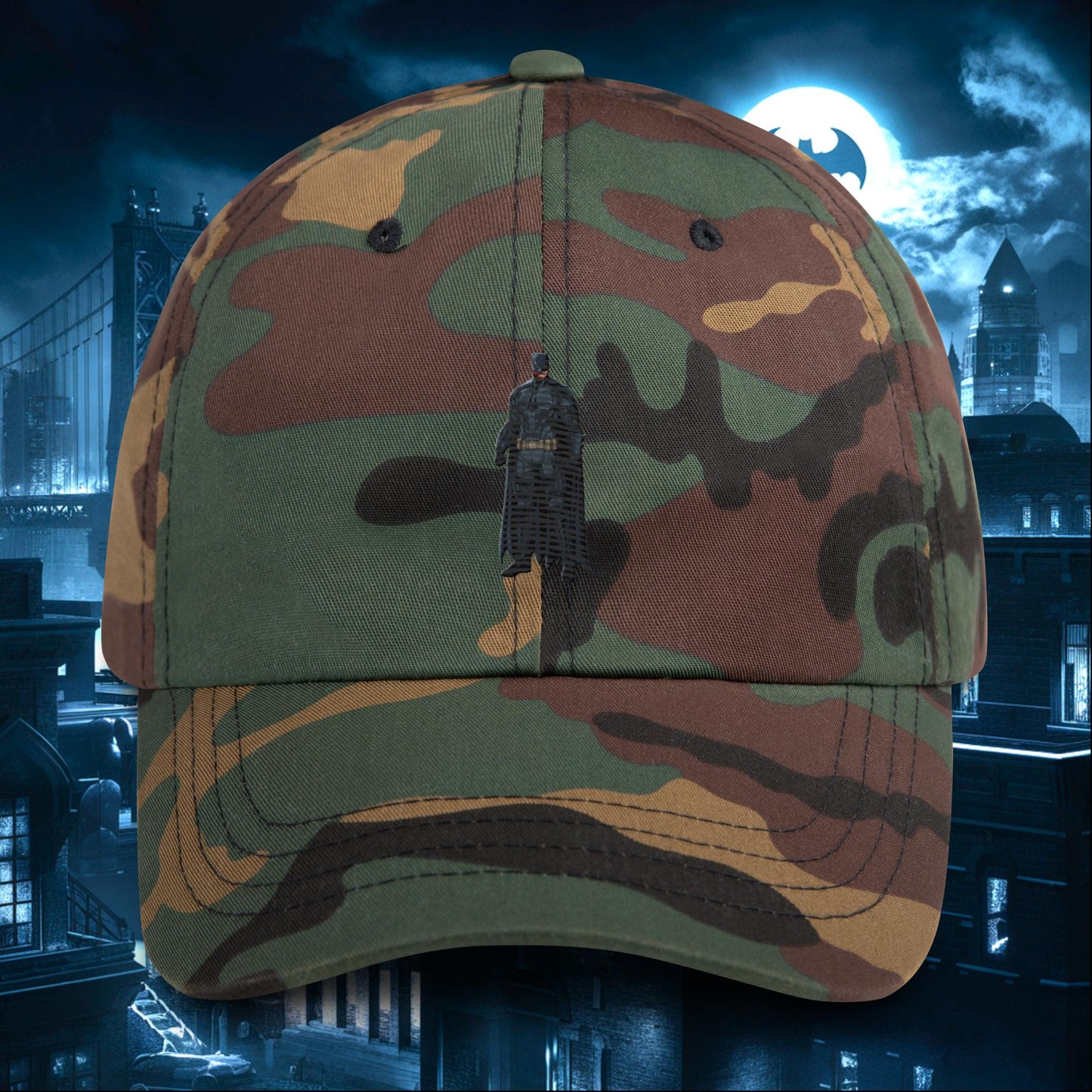 Black Batman Blackman Superheroes Dad hat Green Camo Hats Batman Movies Superheroes Next Cult Brand